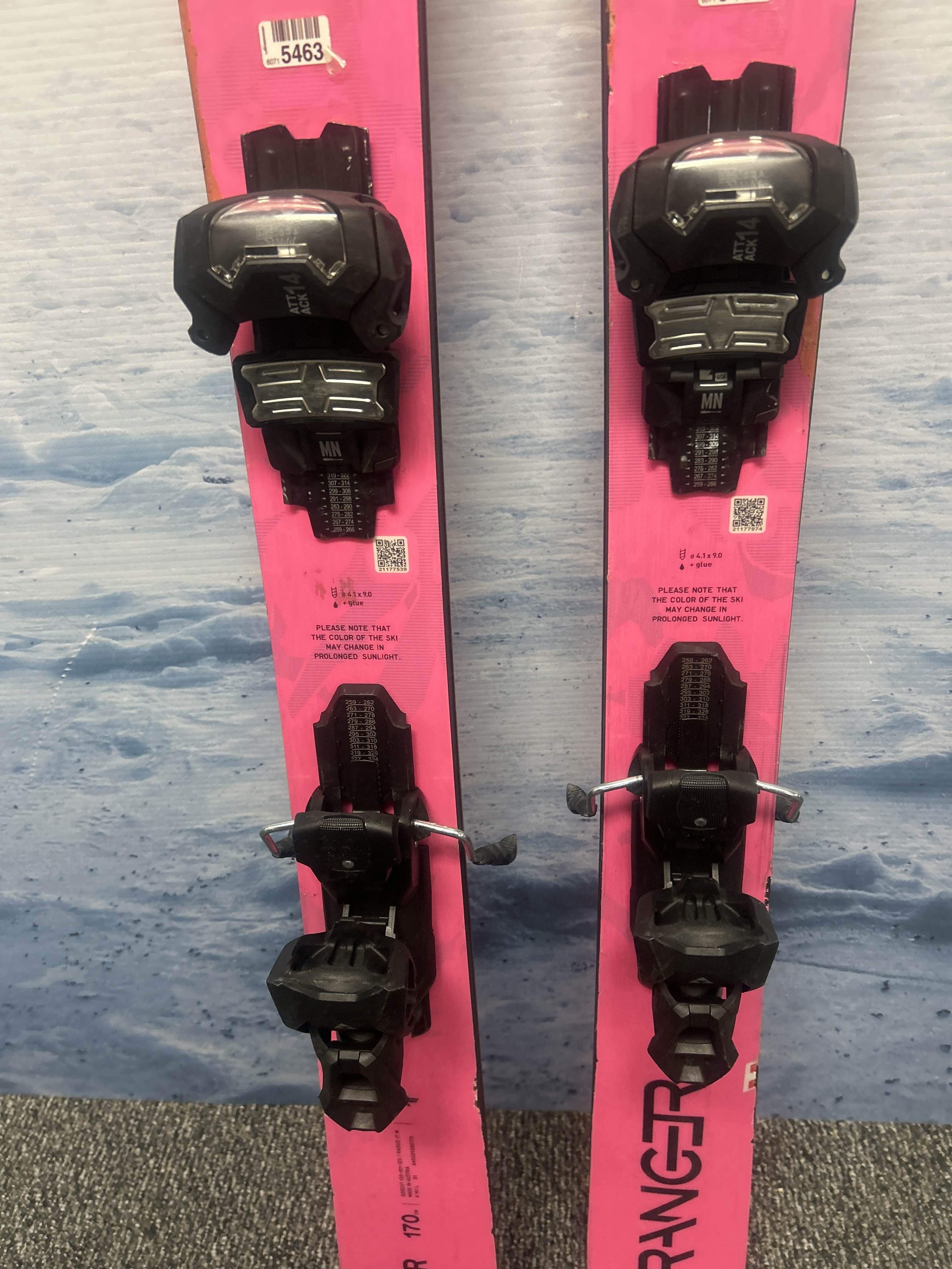 Used Fischer Ranger Pink 102FR 170cm Skis w/ Fischer Attack 14 MN Demo Binding