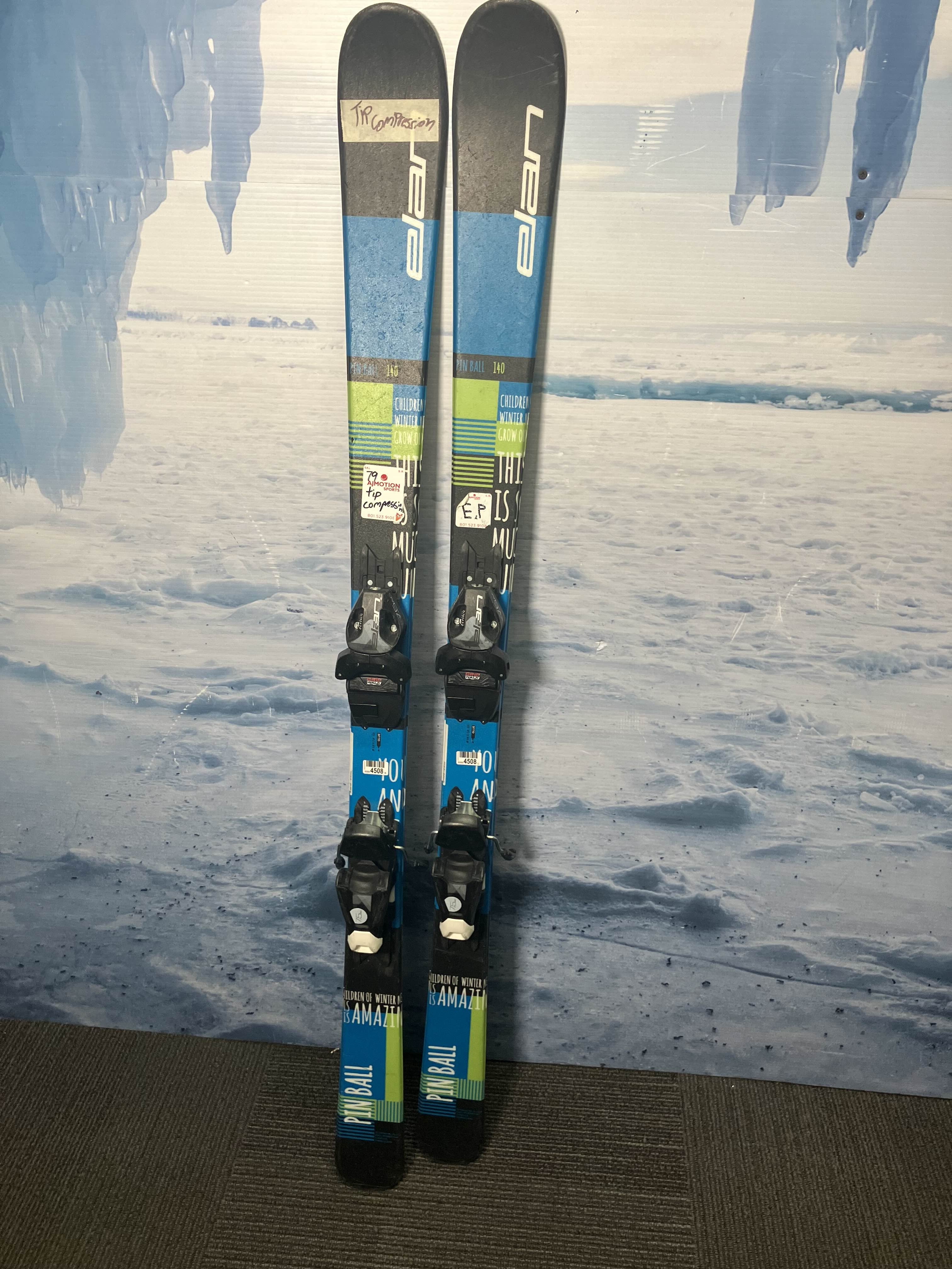 Well Loved Elan Pin Ball Youth Ski w/ Elan El 7.5 Ac Demo Bindings - 140CM