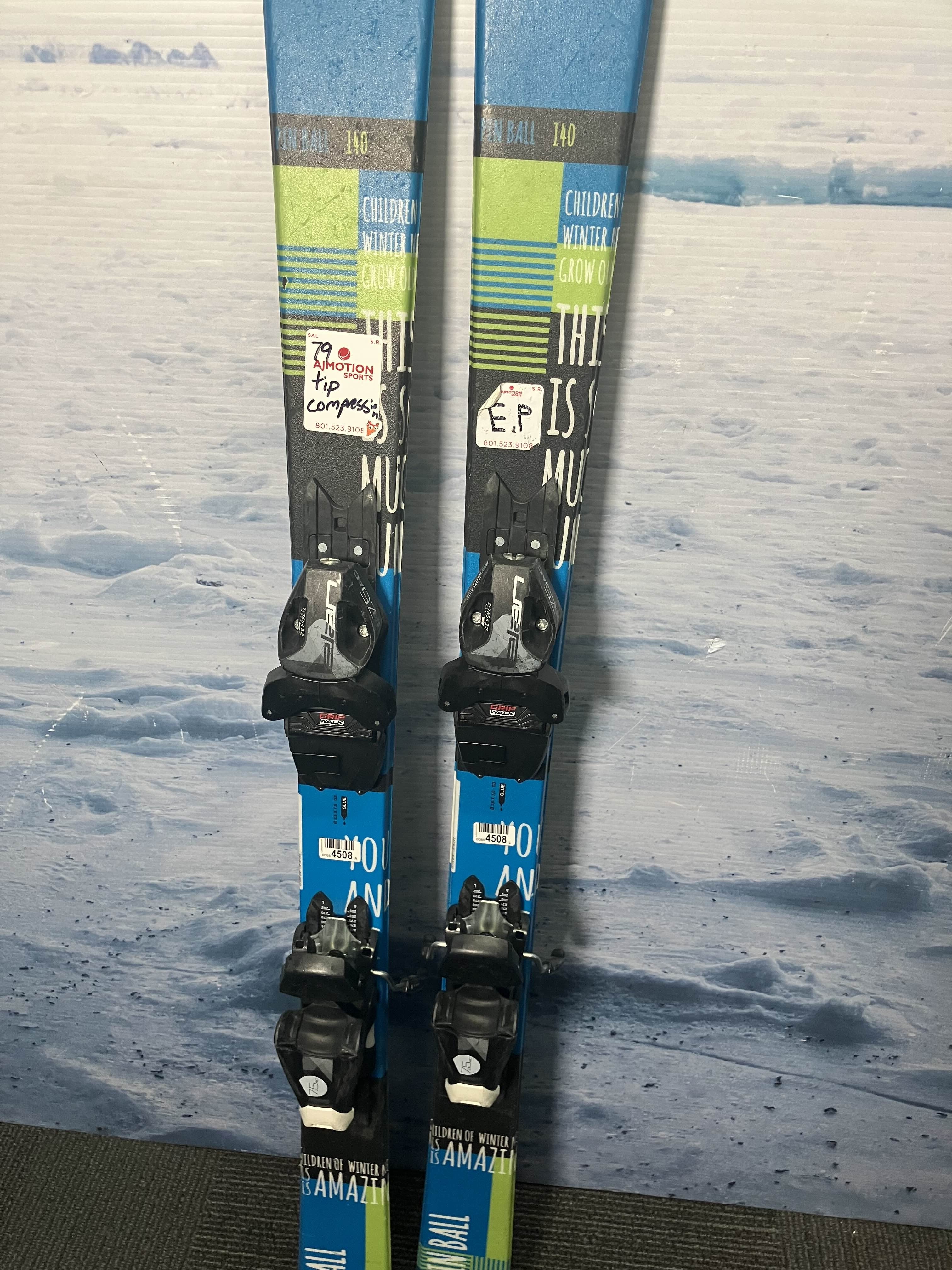 Well Loved Elan Pin Ball Youth Ski w/ Elan El 7.5 Ac Demo Bindings - 140CM