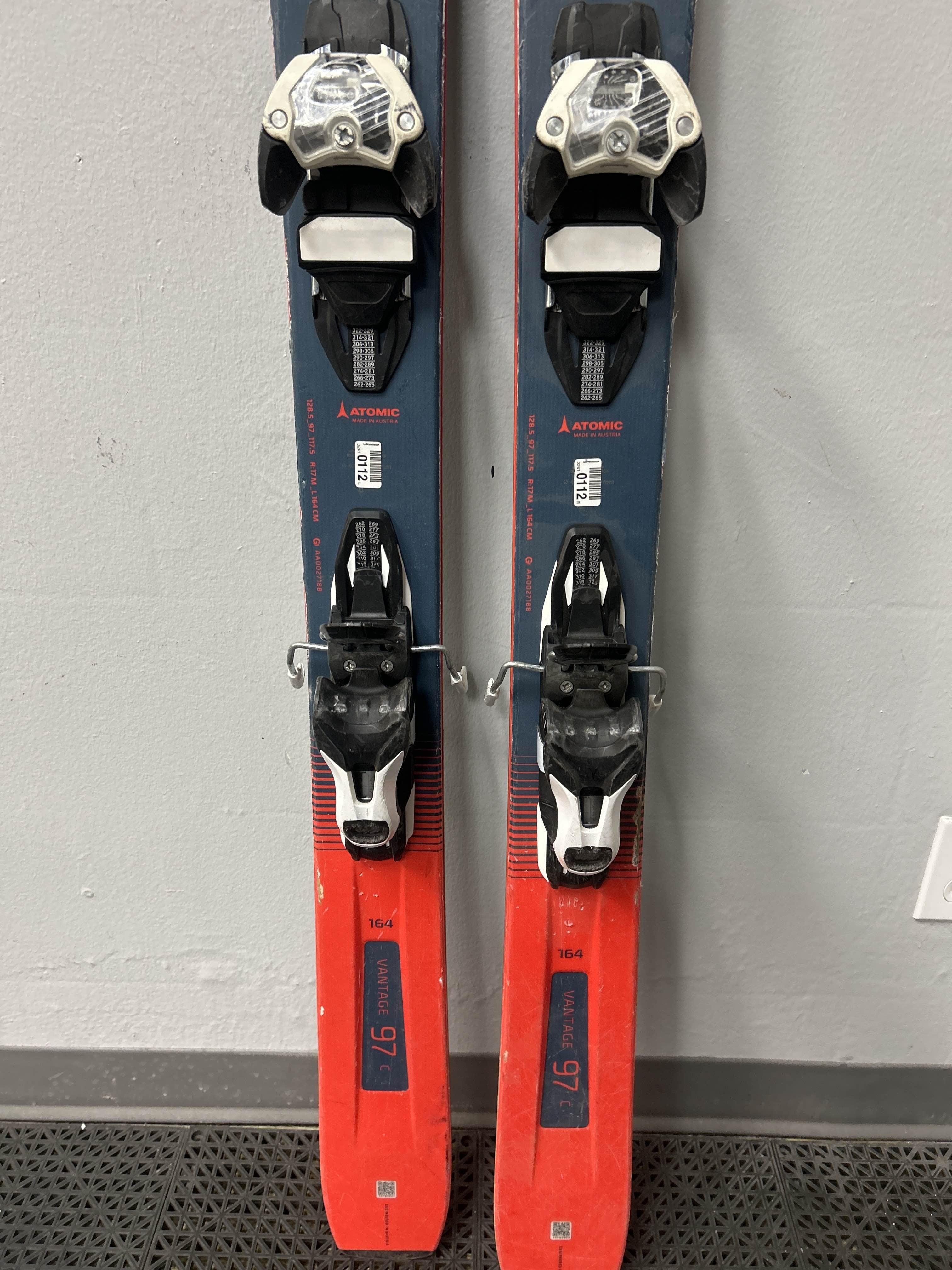 Heavily Used Atomic Vantage 97c 164cm Skis w/ Atomic Warden 11 Demo Binding