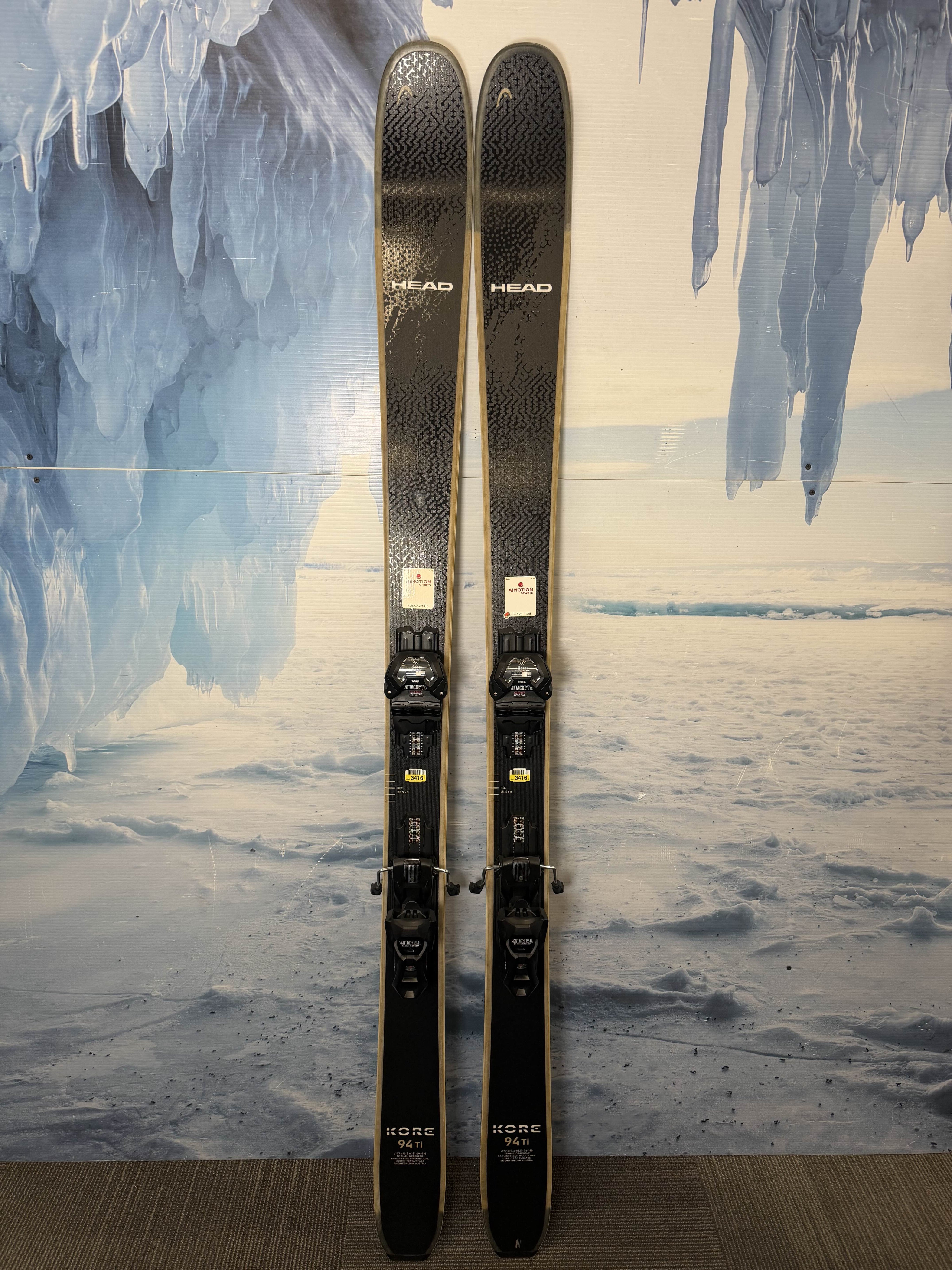 New Head Kore 94 Ti 177cm Skis w/ Tyrolia Attack LYT 13 Bindings