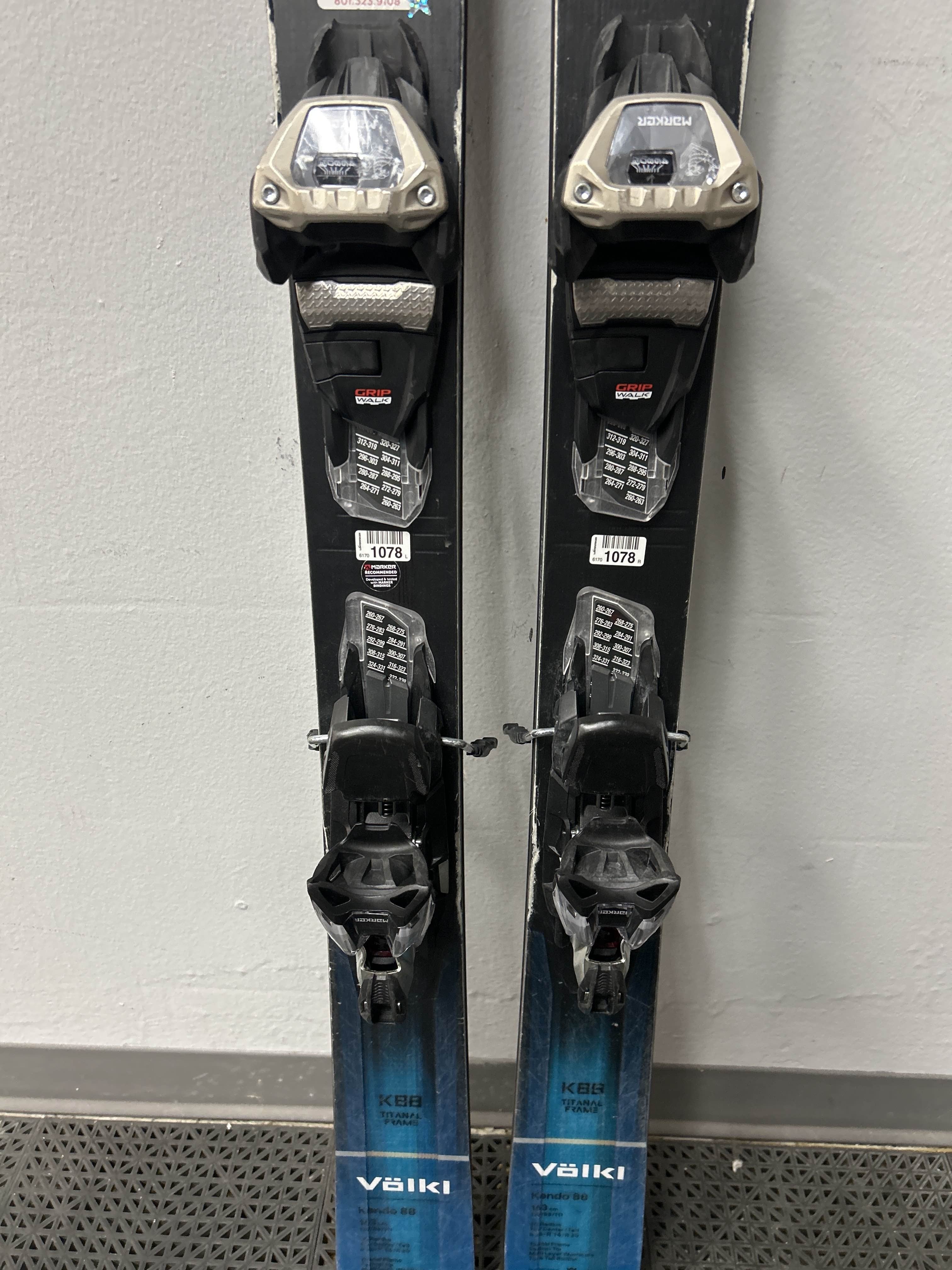 Used Vokl Kendo 88 163cm Skis w/ Marker Griffon 13 Demo Binding