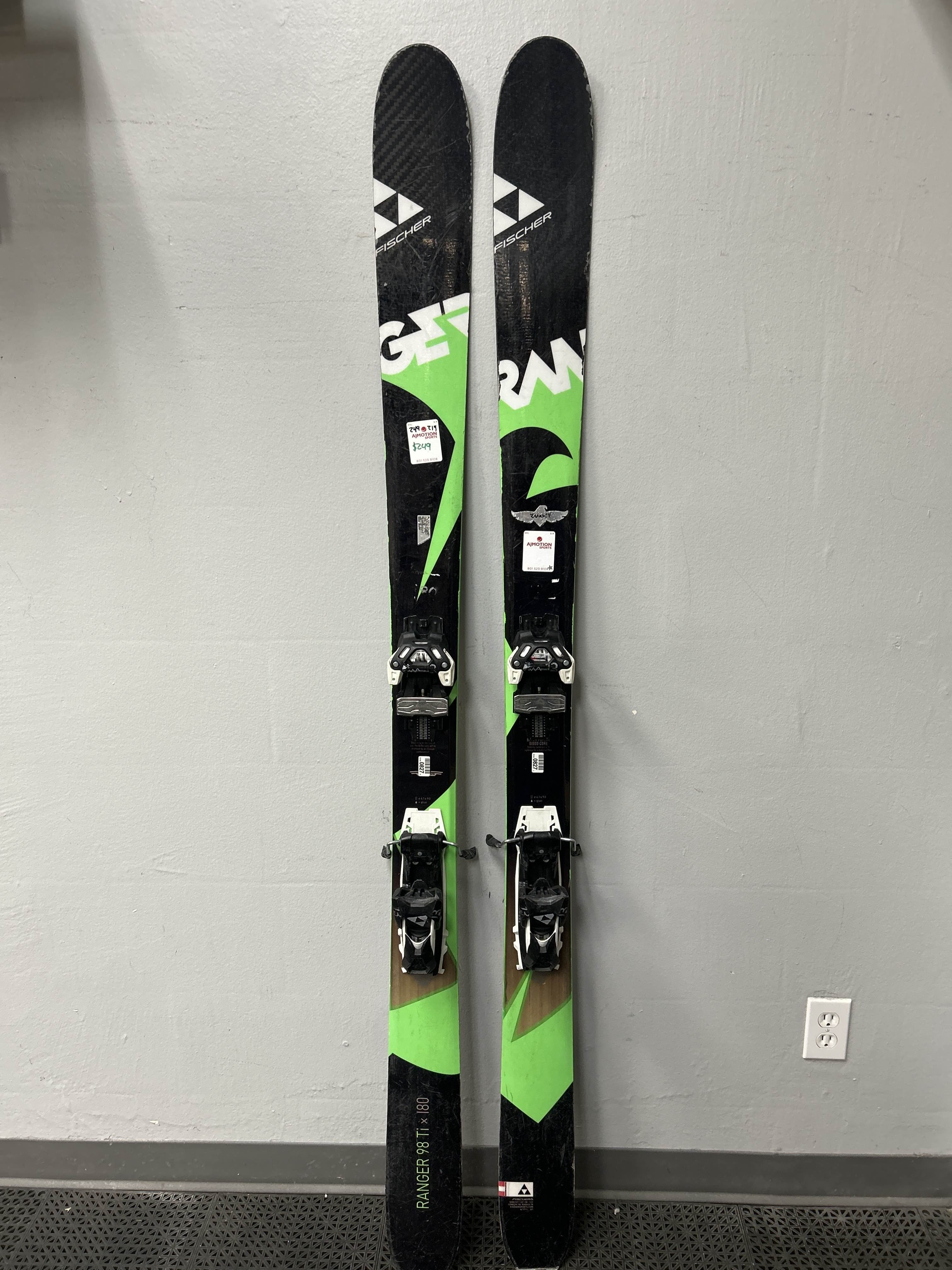 Used Fischer Ranger 98 TI 180cm Skis w/ Fisher Attack 13 Demo Binding