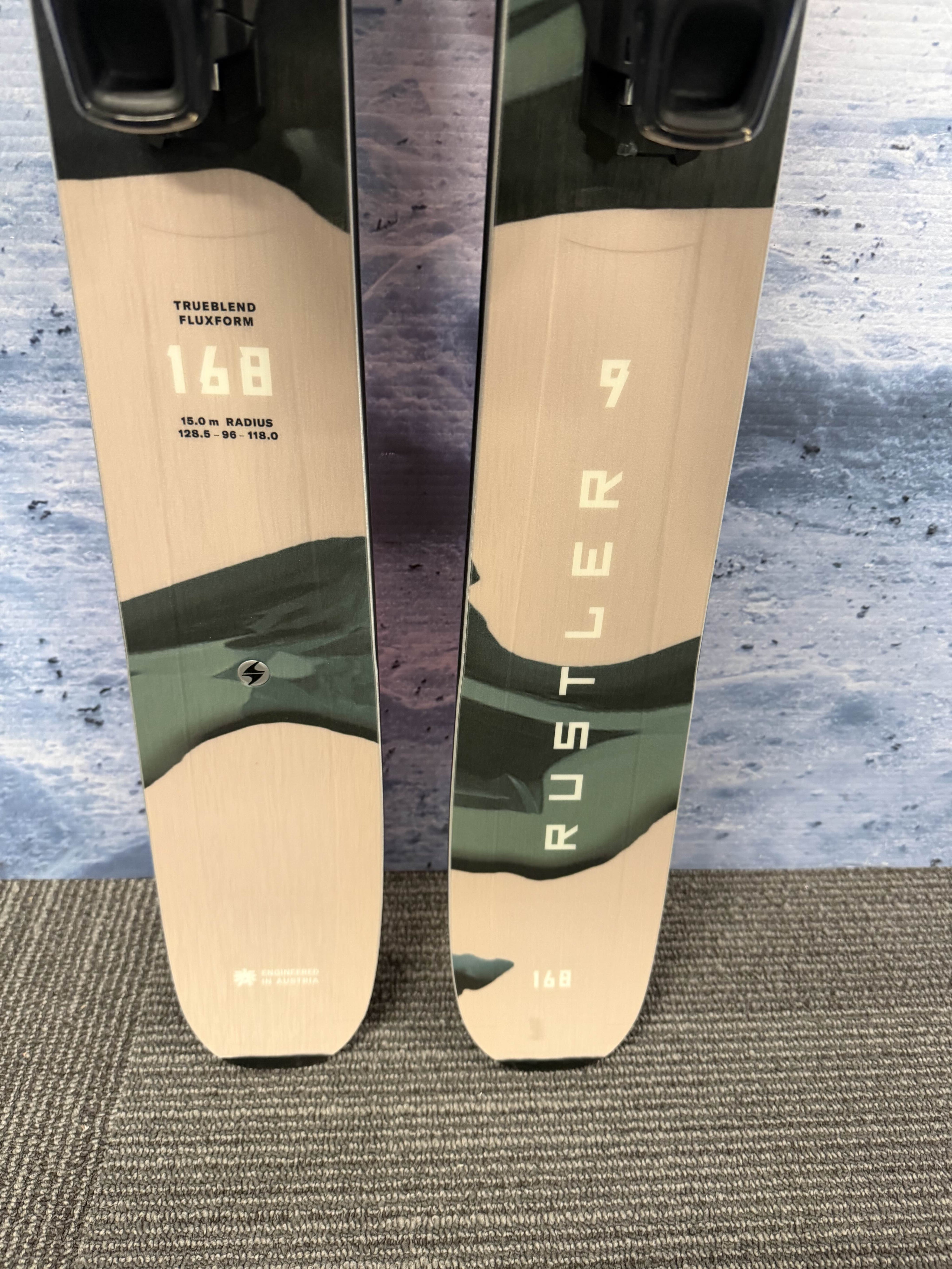 New Blizzard Rustler 9 168cm Skis w/ Atomic Strive 11 Bindings