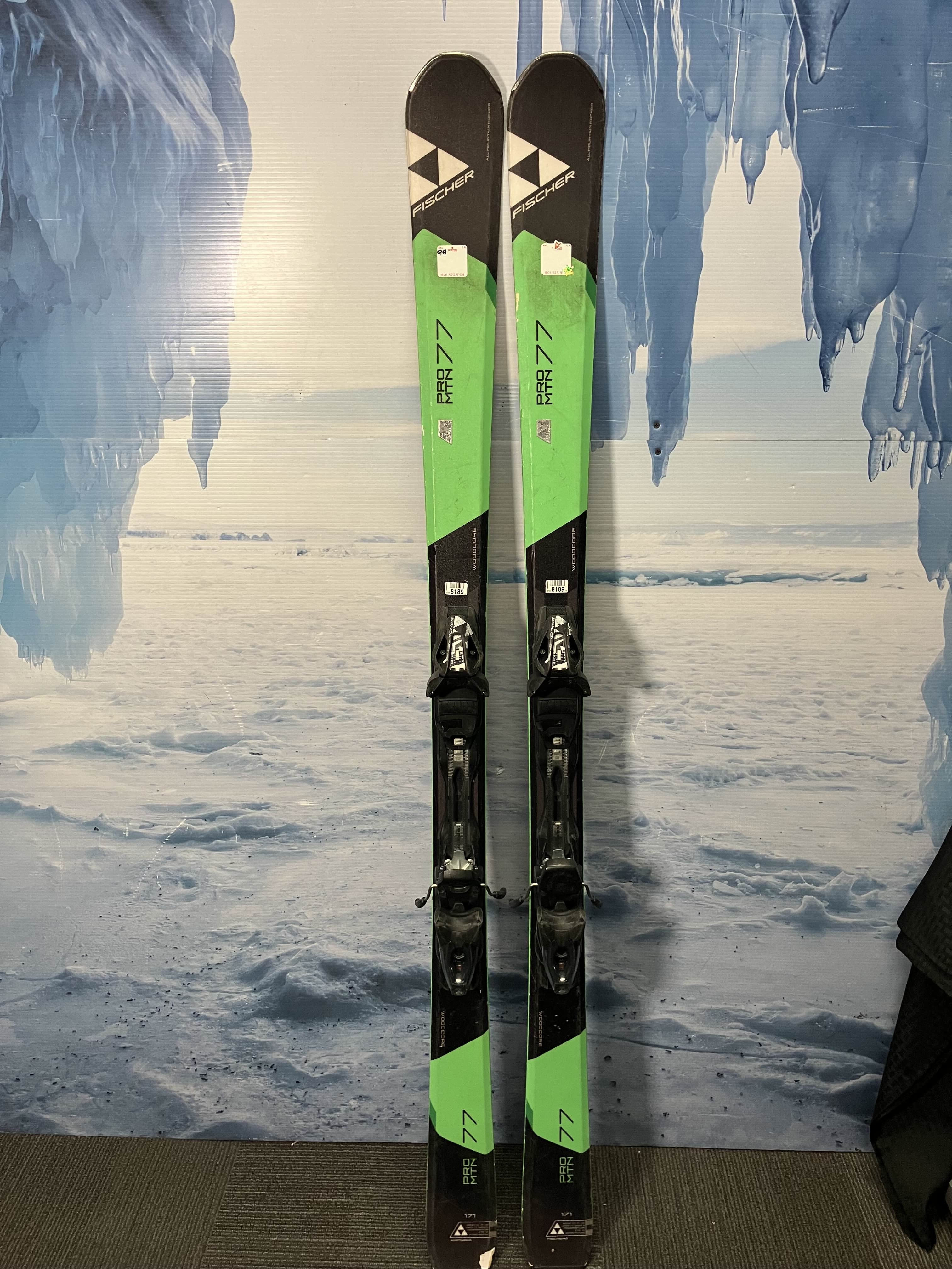 Used Fischer Pro Mnt 77 Men's Ski w/ Fischer 11 Rs Demo Bindings - 171CM