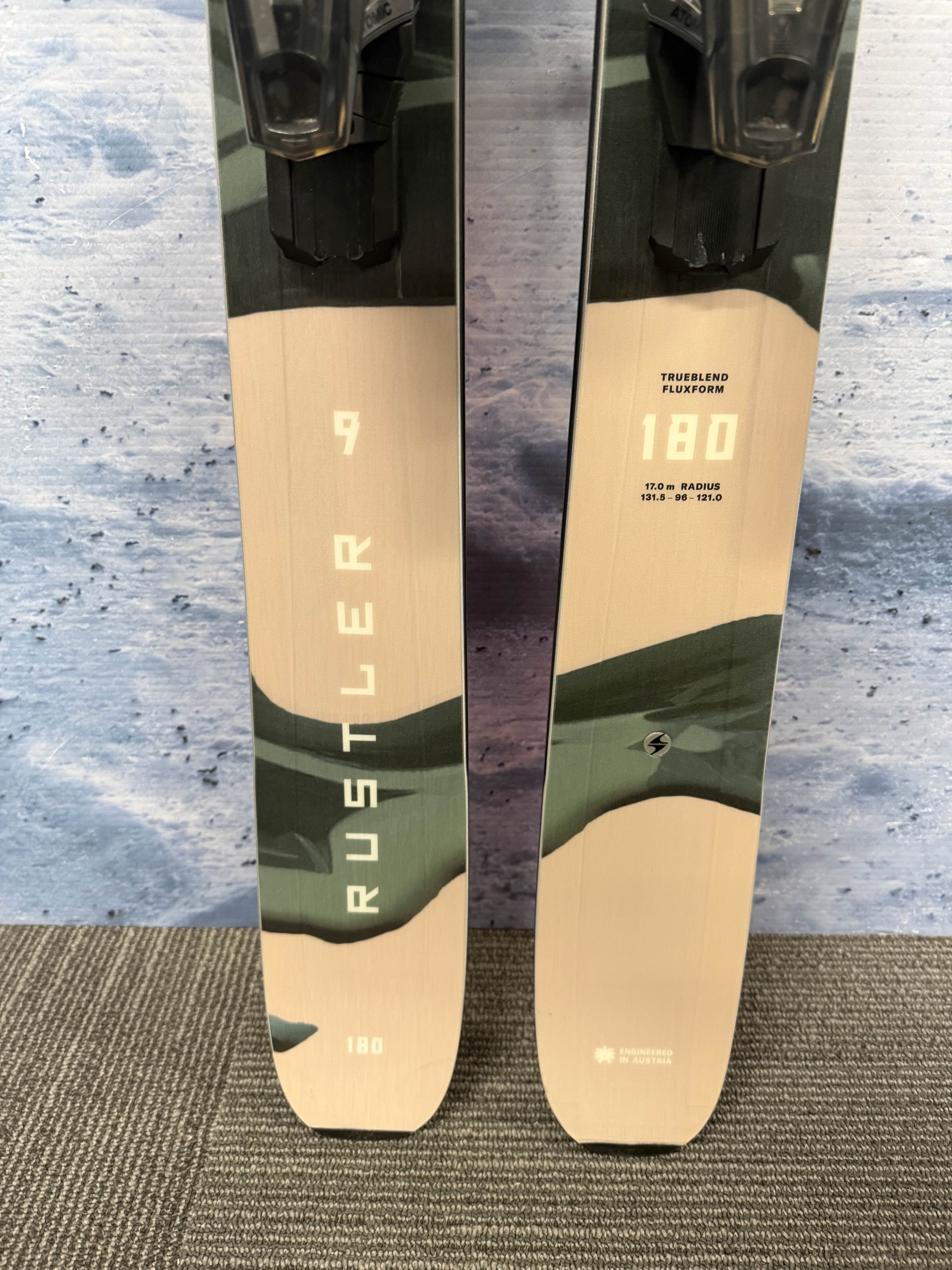 New Blizzard Rustler 9 180cm Skis w/ Atomic Strive 13 Bindings