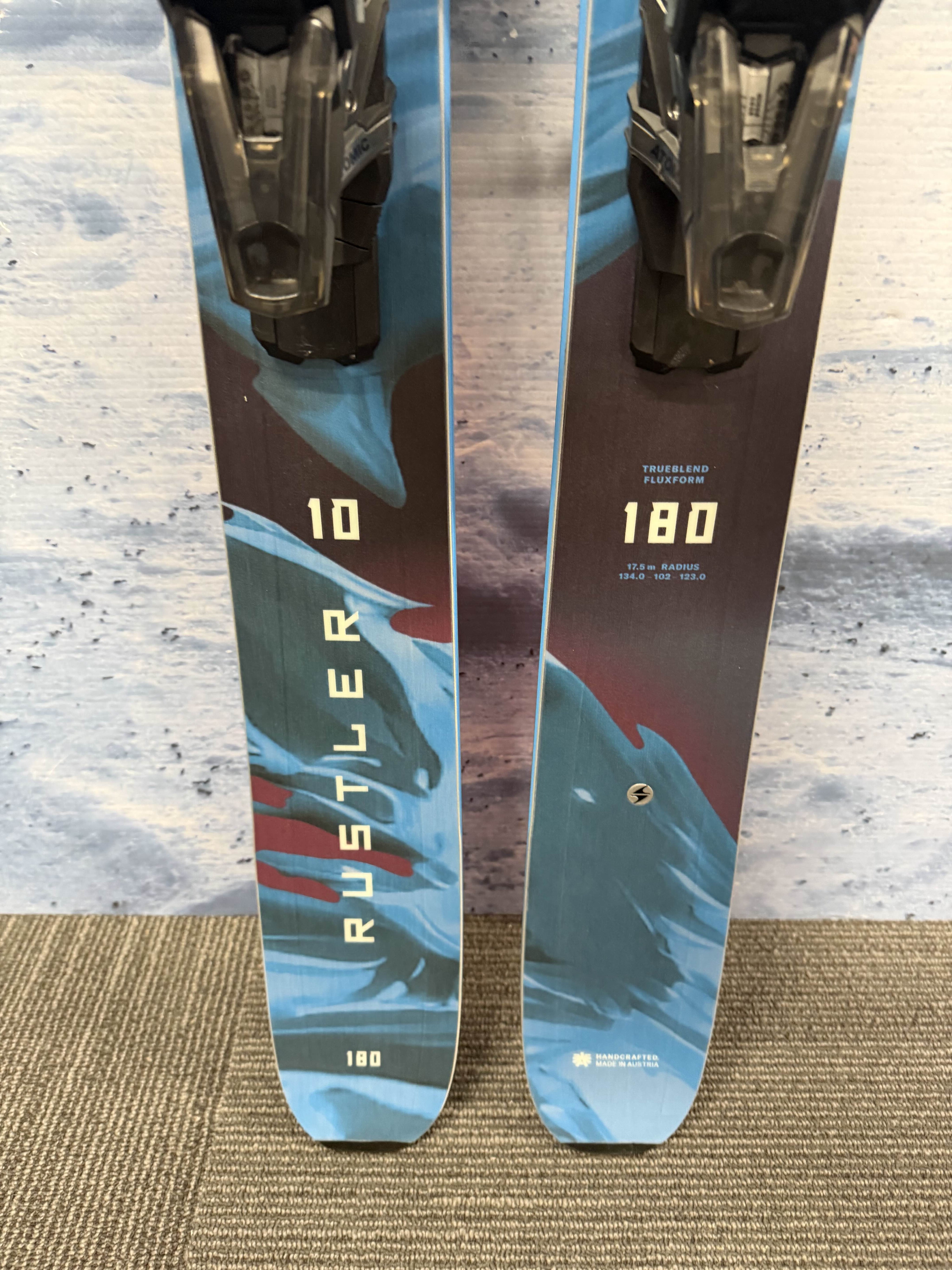 New Blizzard Rustler 10 180cm Skis w/ Atomic Strive 13 Bindings