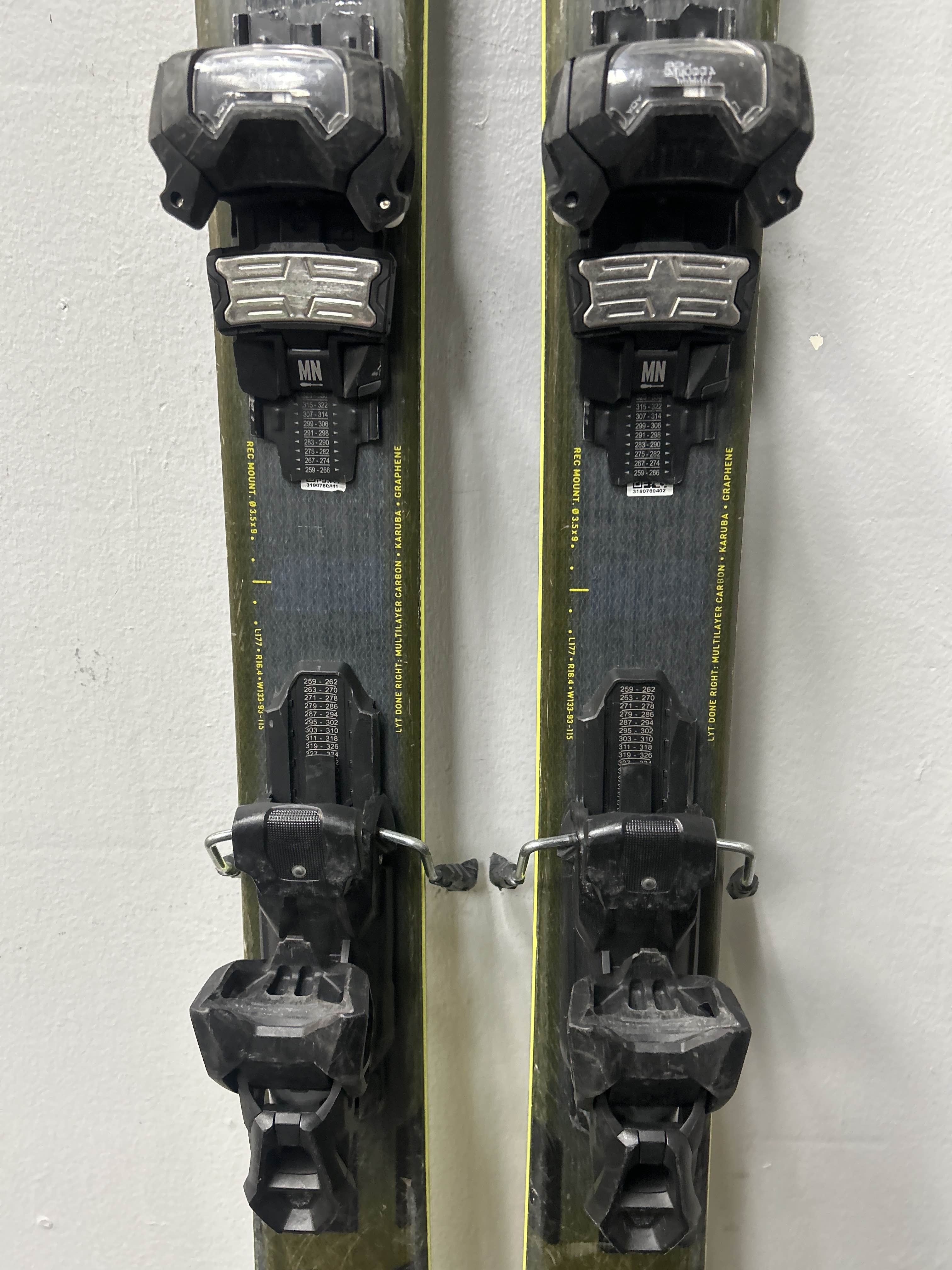 Used Head Kore 93 177 cm Skis w/ Tyrolia Attack 14 Demo Binding