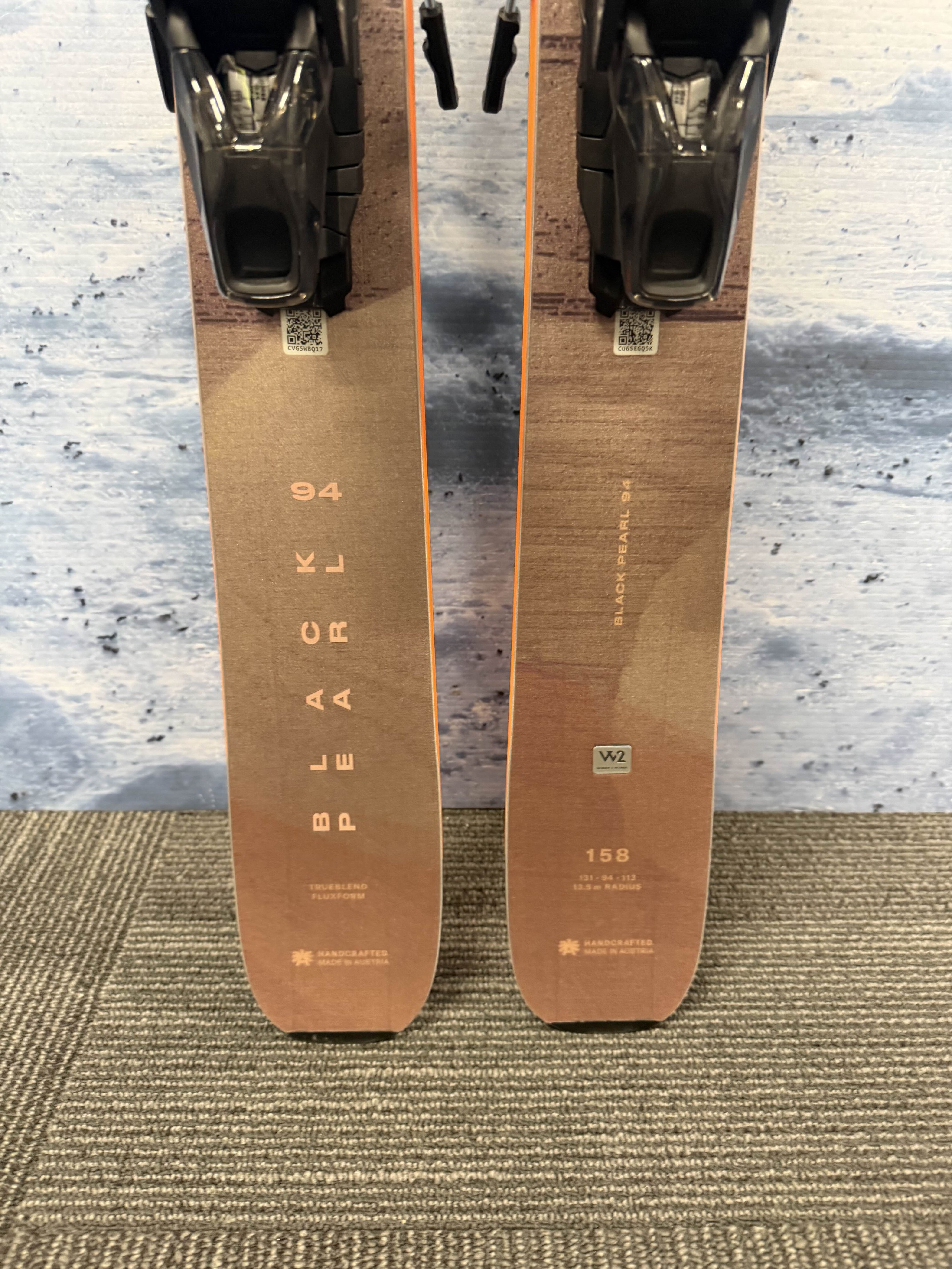 New Blizzard Black Pearl 94 158cm Skis w/ Atomic Strive 11 Bindings