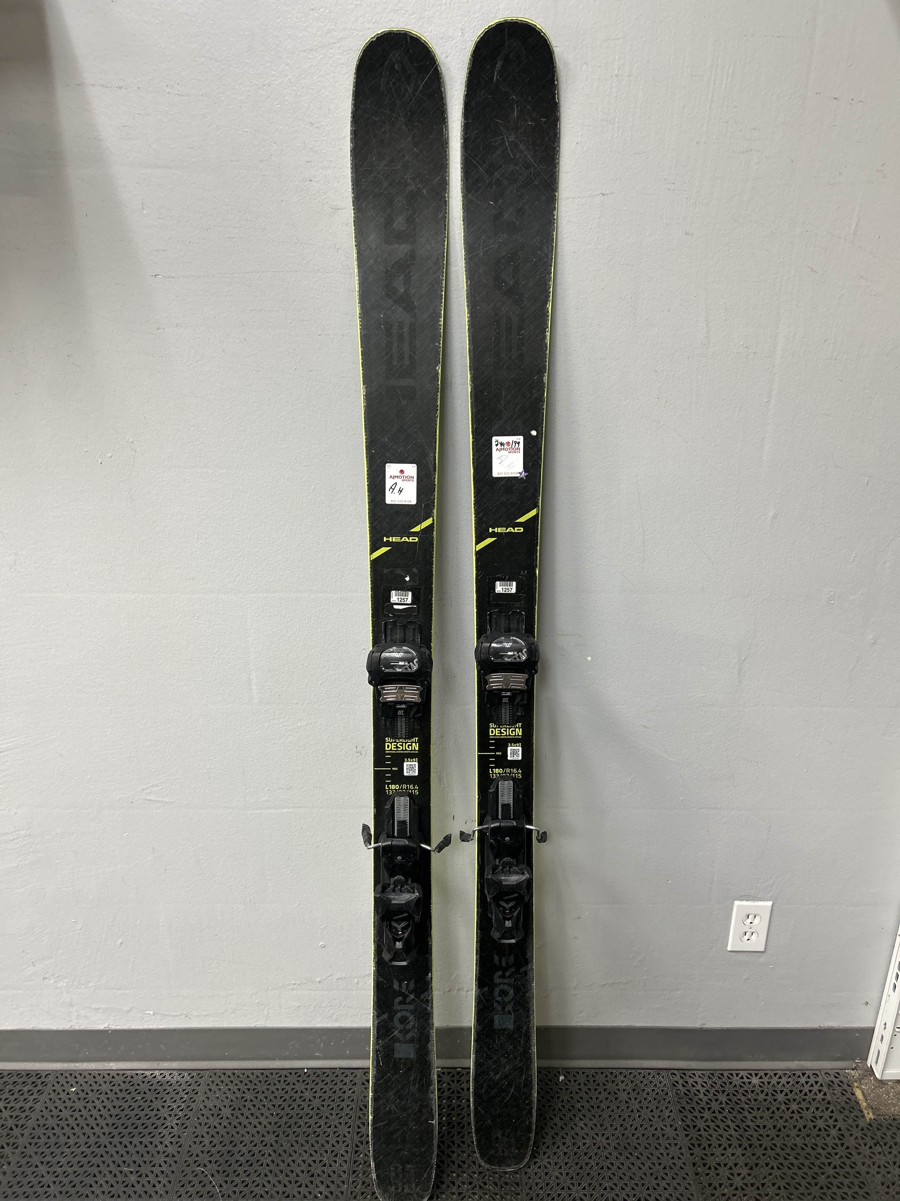 Used Head Kore 93 180 cm Skis w/ Tyrolia Attack 13 Demo Binding