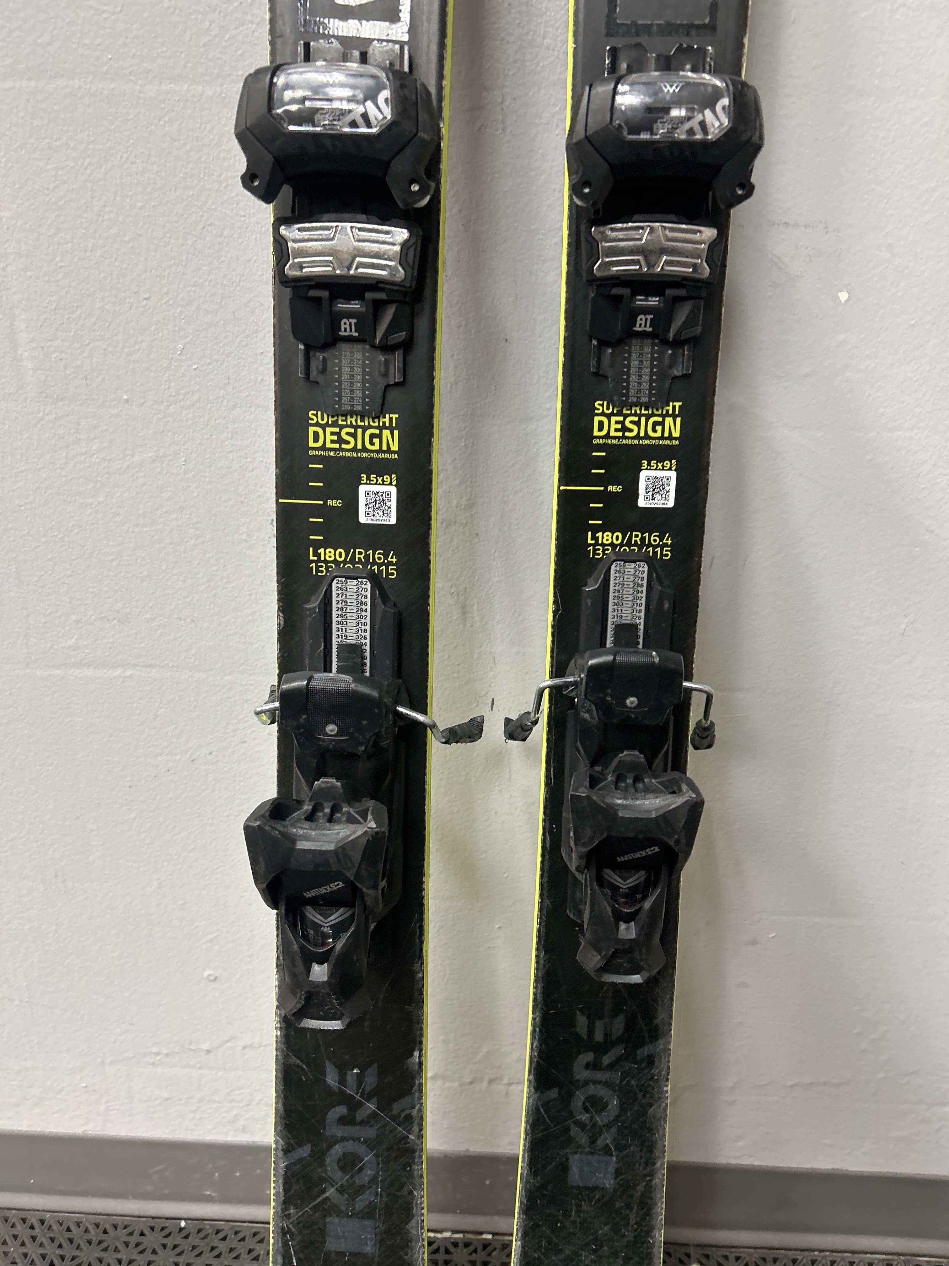 Used Head Kore 93 180 cm Skis w/ Tyrolia Attack 13 Demo Binding