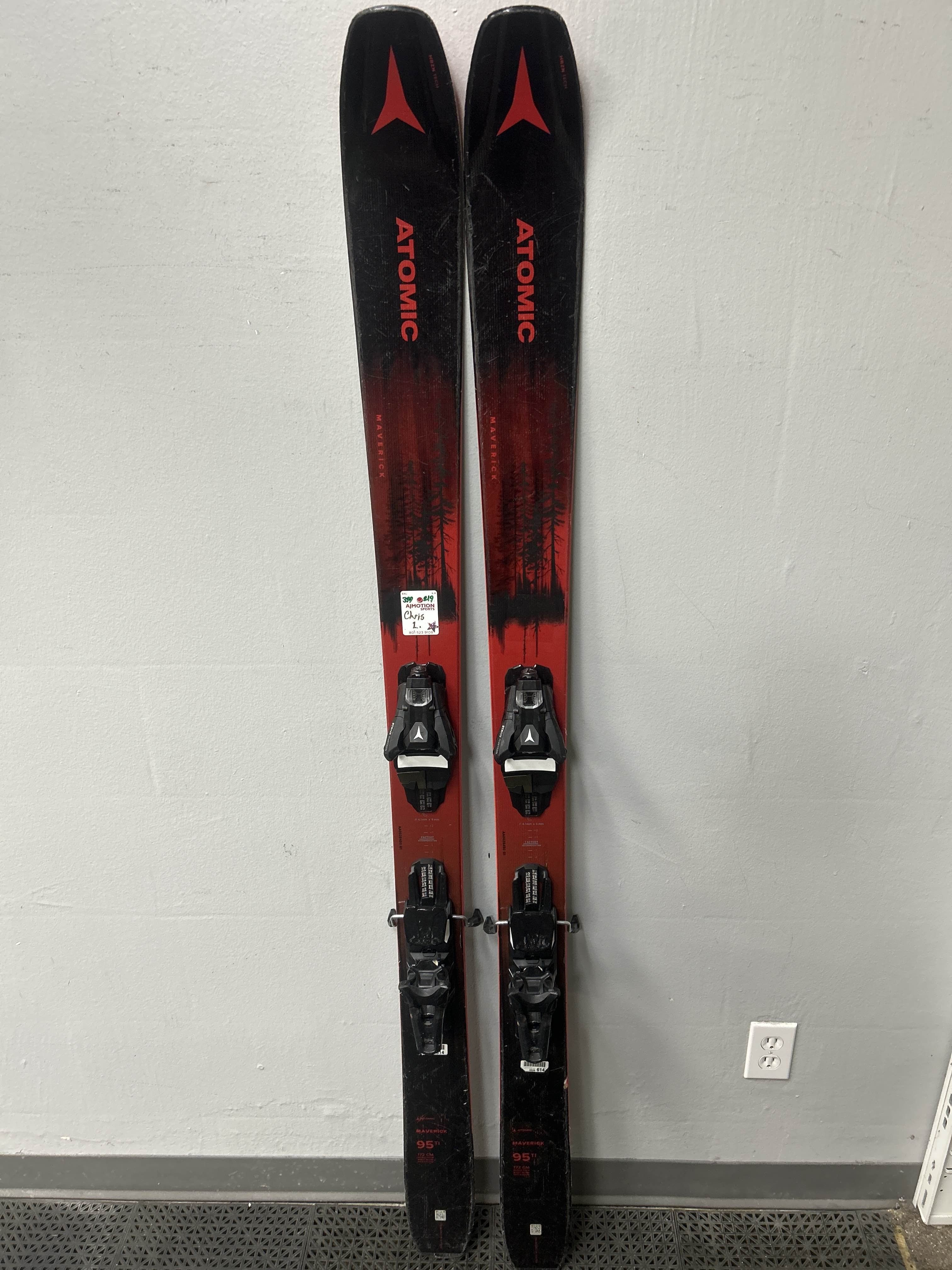 Used Atomic Maverick 95Ti 172cm Skis w/ Strive 13 Demo Binding