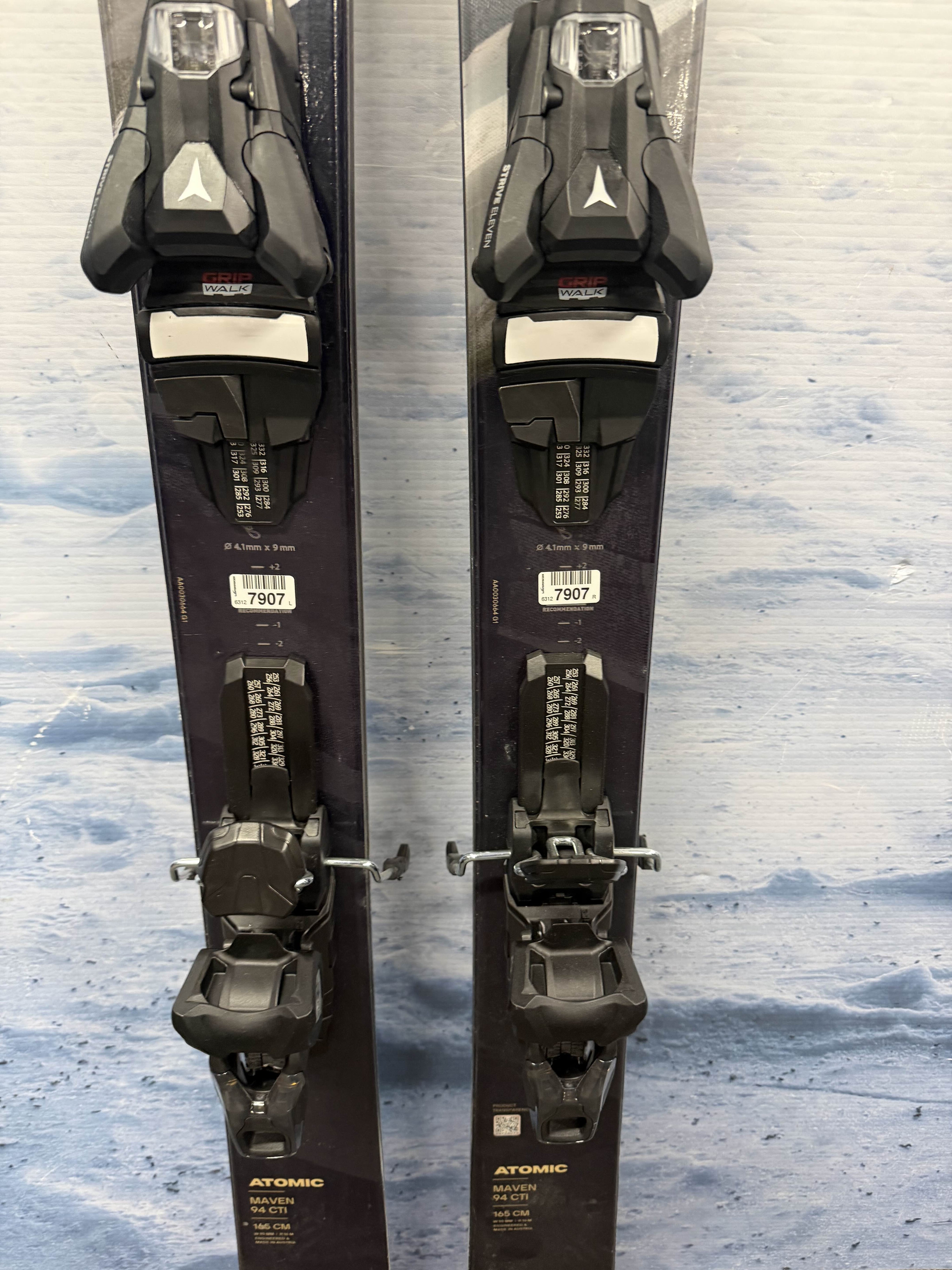 New Atomic Maven 94 CTI 165cm Skis w/ Atomic Strive 11 Bindings