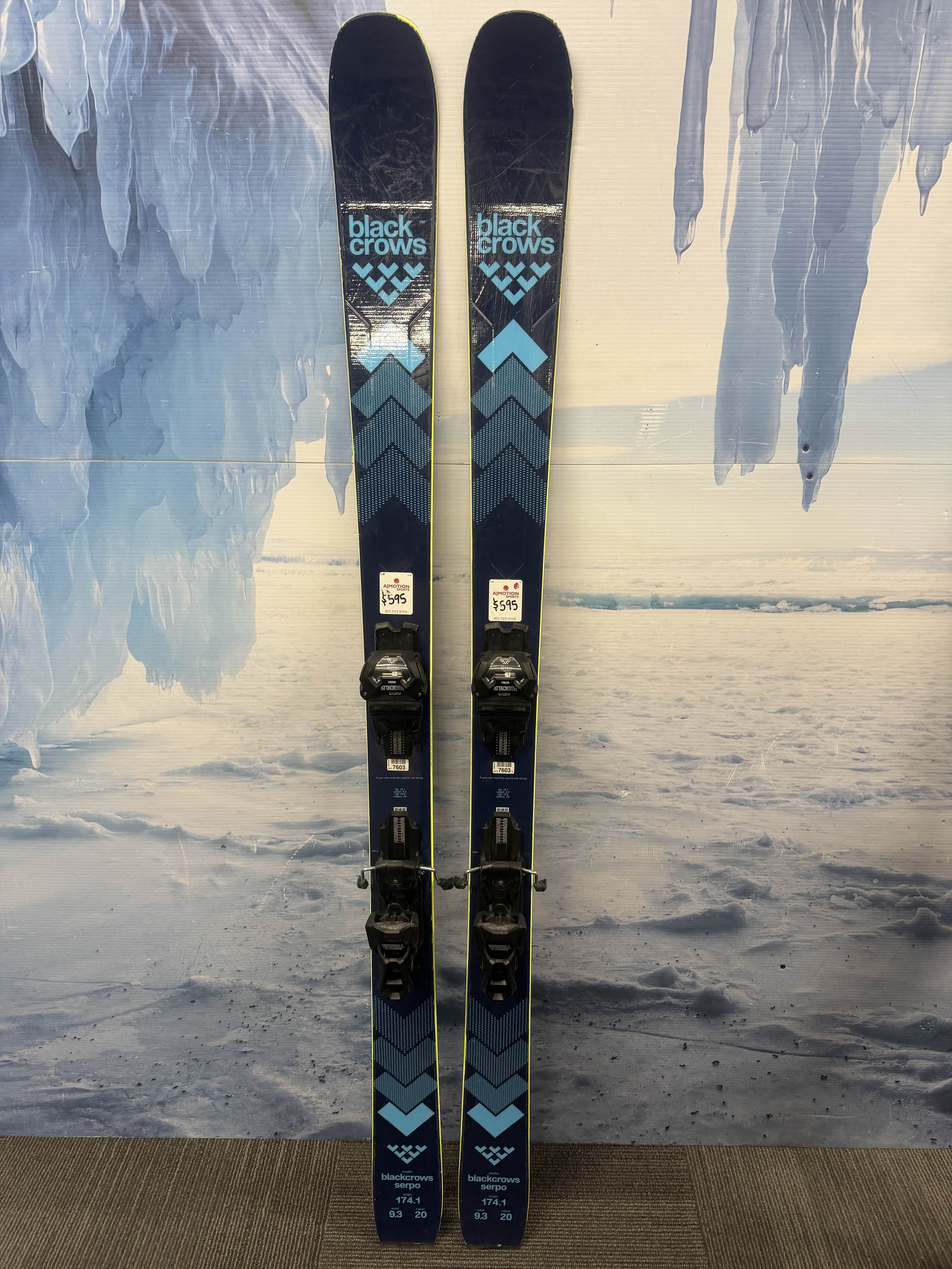 Lightly Used Black Crows Serpo 174cm Skis w/ Tyrolia Attack LYT 13 Bindings