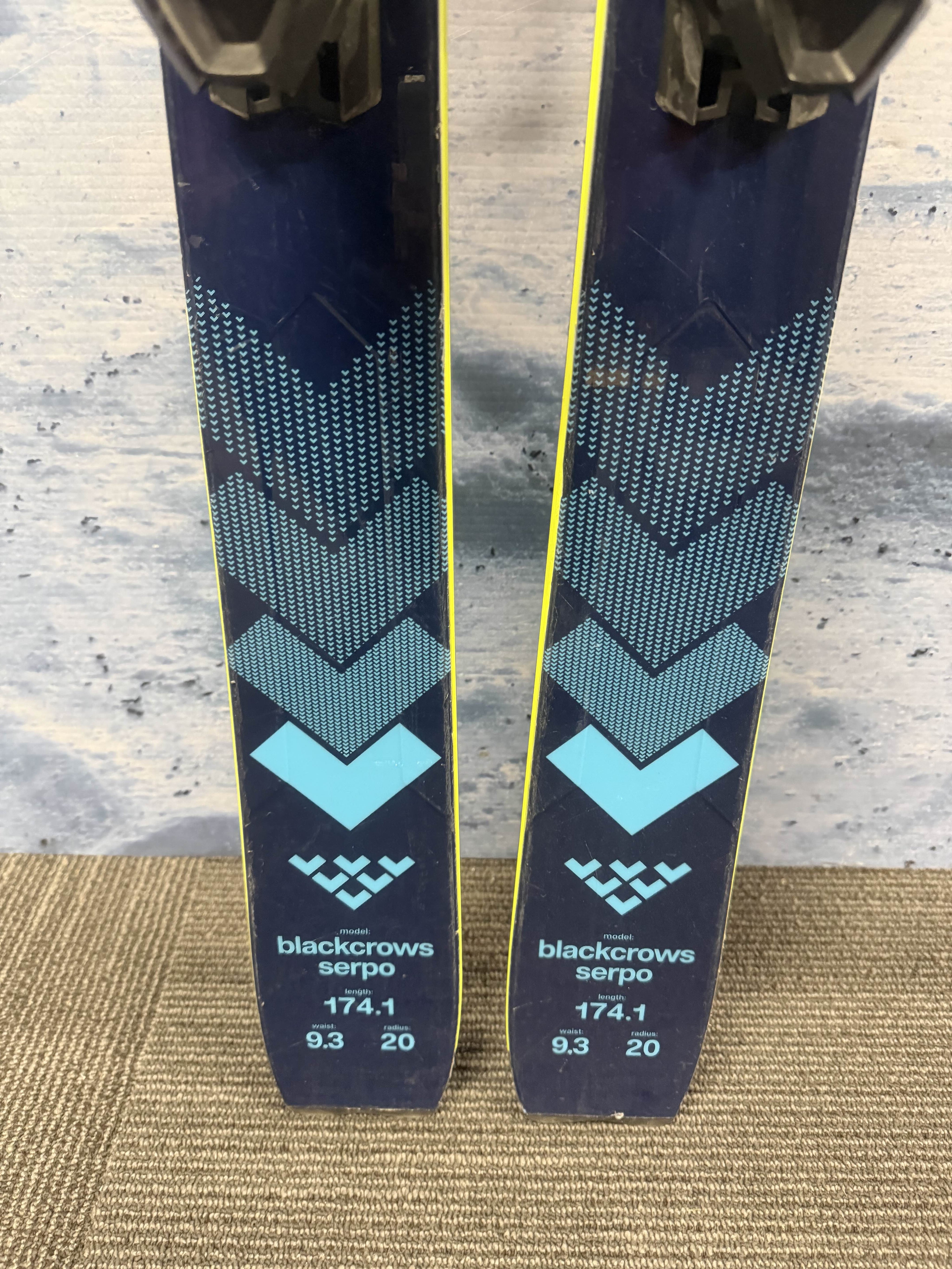 Lightly Used Black Crows Serpo 174cm Skis w/ Tyrolia Attack LYT 13 Bindings