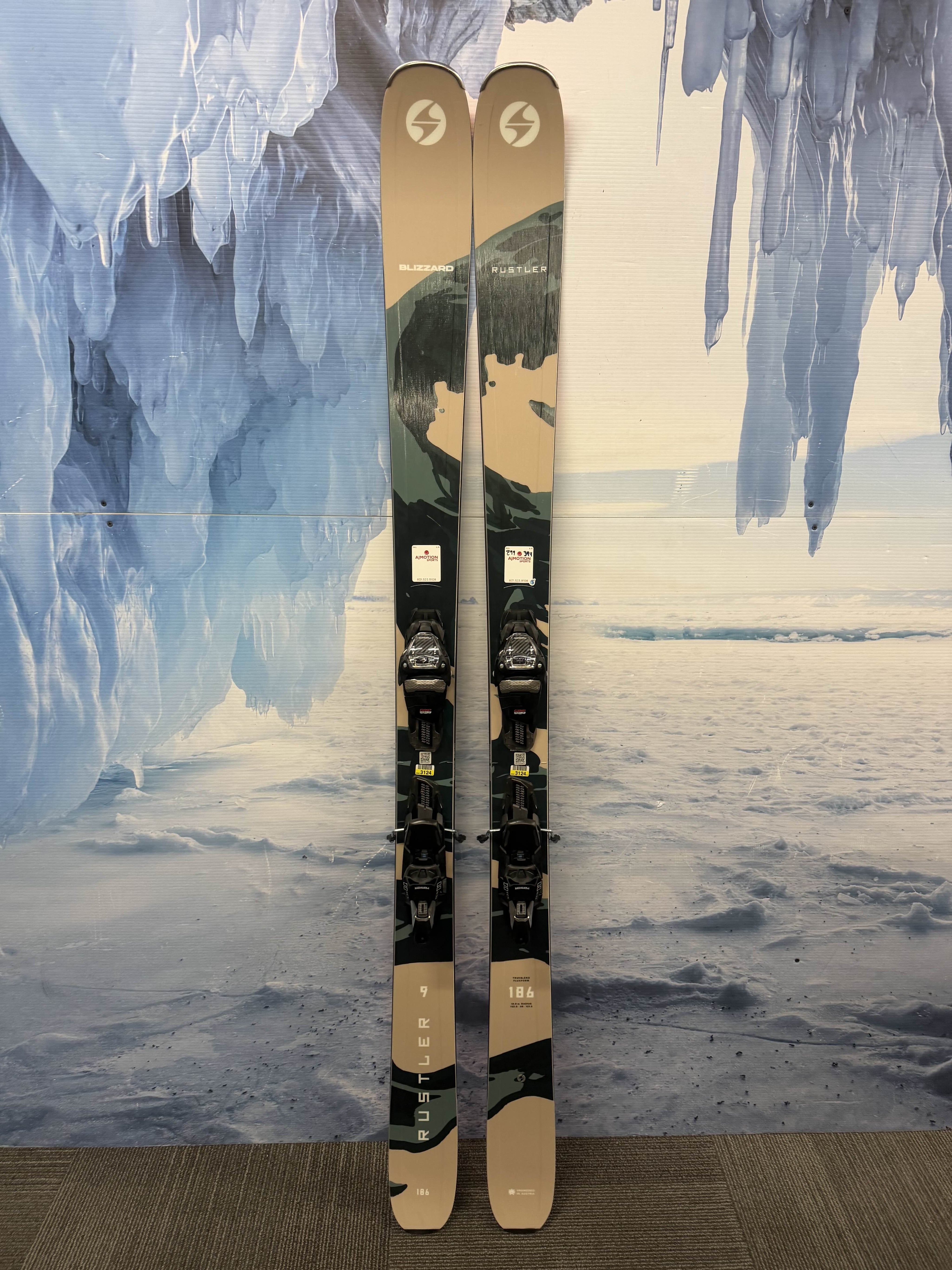 New Blizzard Rustler 9 186cm Skis w/ Marker TCX 11 Bindings
