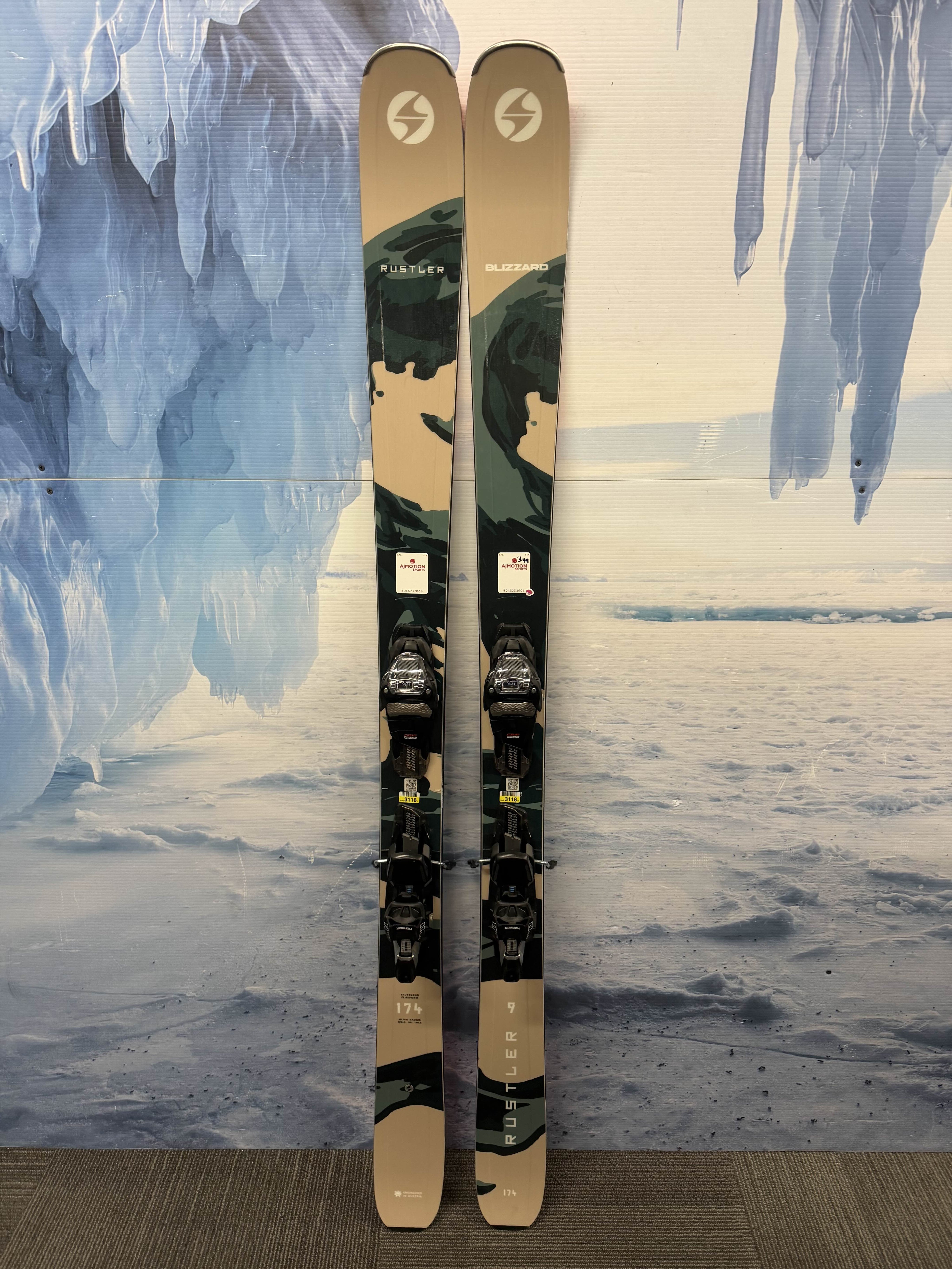 New Blizzard Rustler 9 174cm Skis w/ Marker TCX 11 Bindings