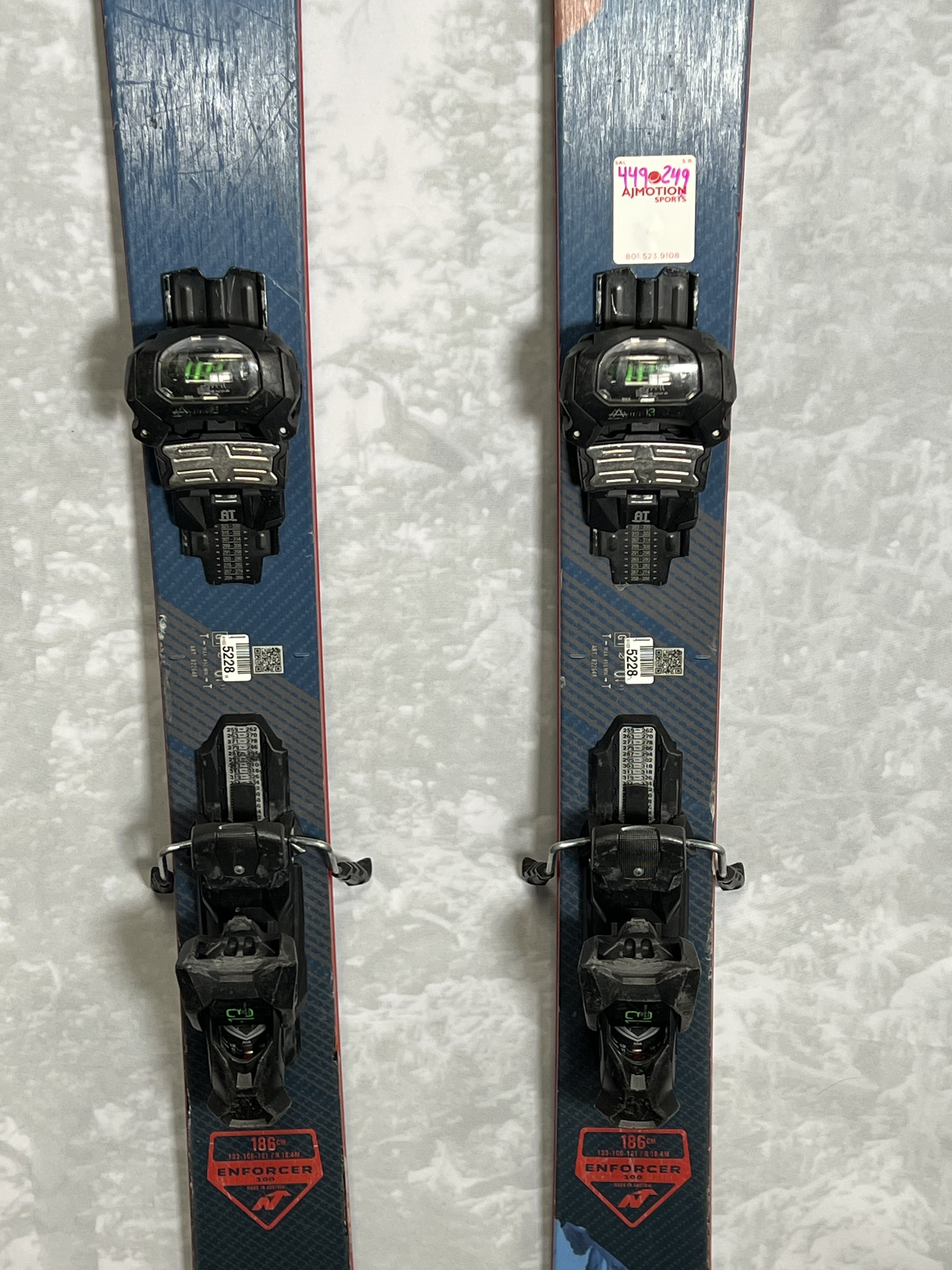 Used Nordica Enforcer 100 186 cm Skis 2024 w/Ellan Attack 13 Demo Bindings
