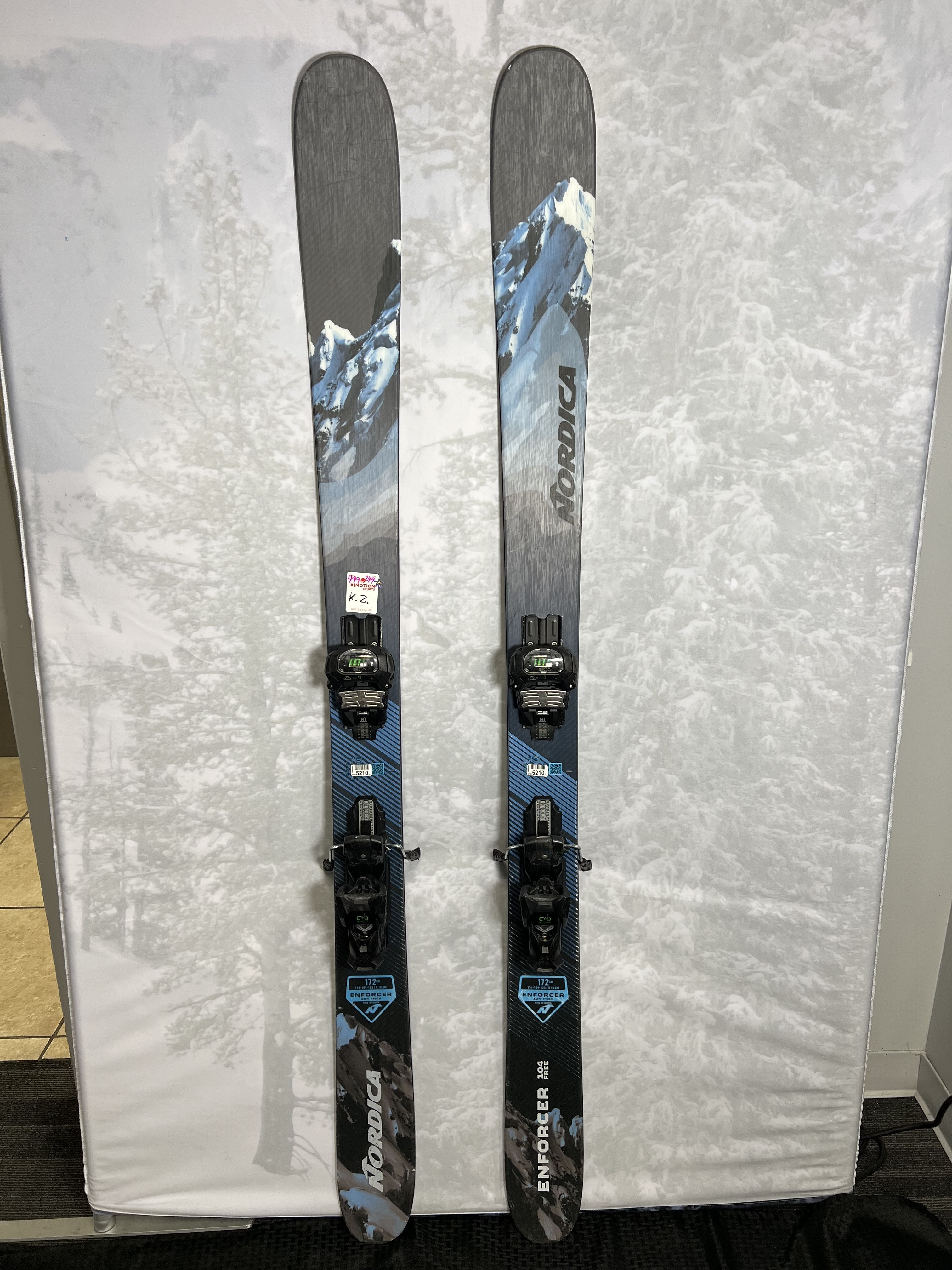 Used Nordica Enforcer 104 Free 172cm Skis 2022 w/Ellan Attack 13 Demo Bindings