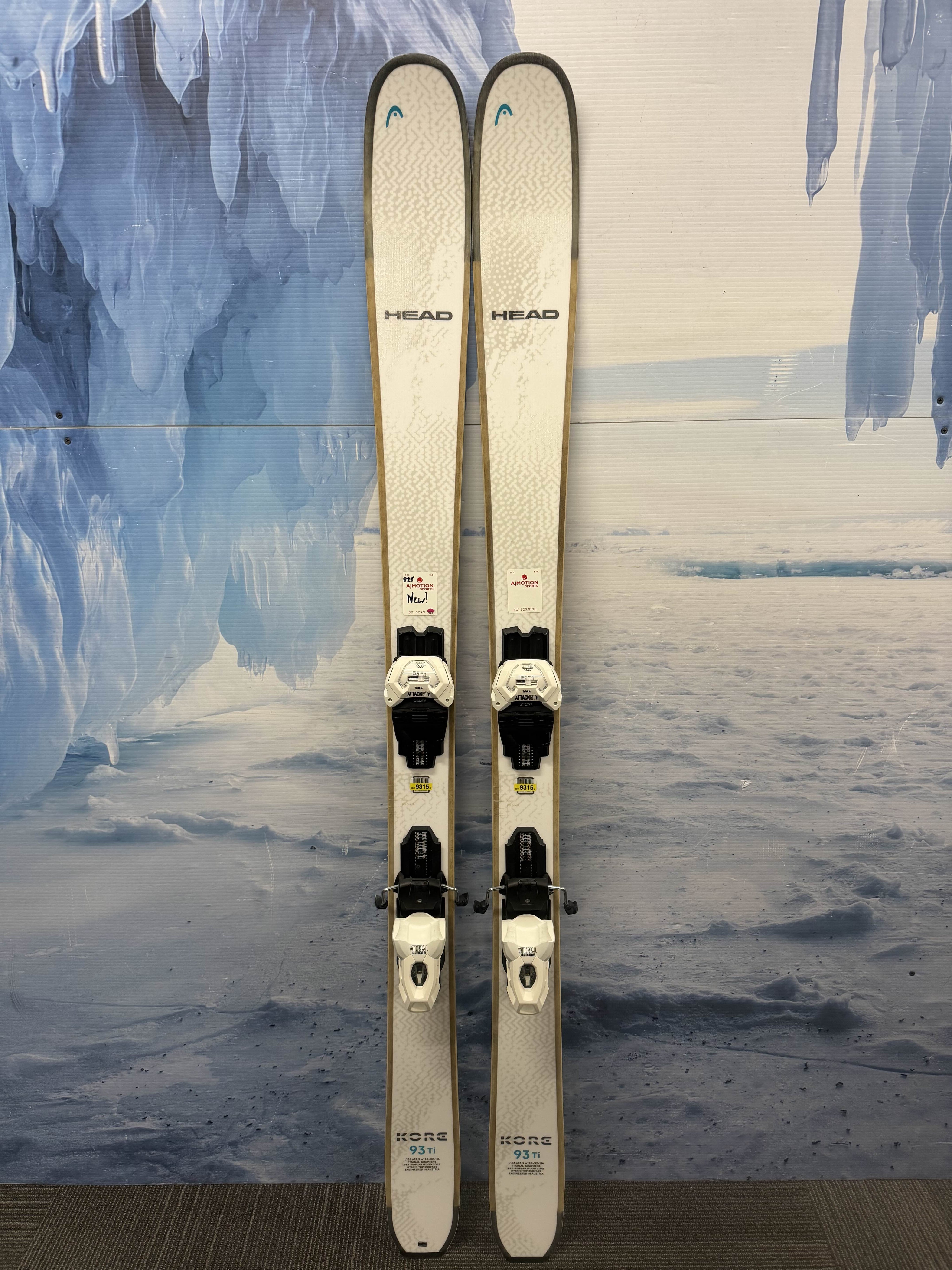 New Head Kore 93 Ti 163cm Skis w/ Tyrolia Attack LYT 11 Bindings