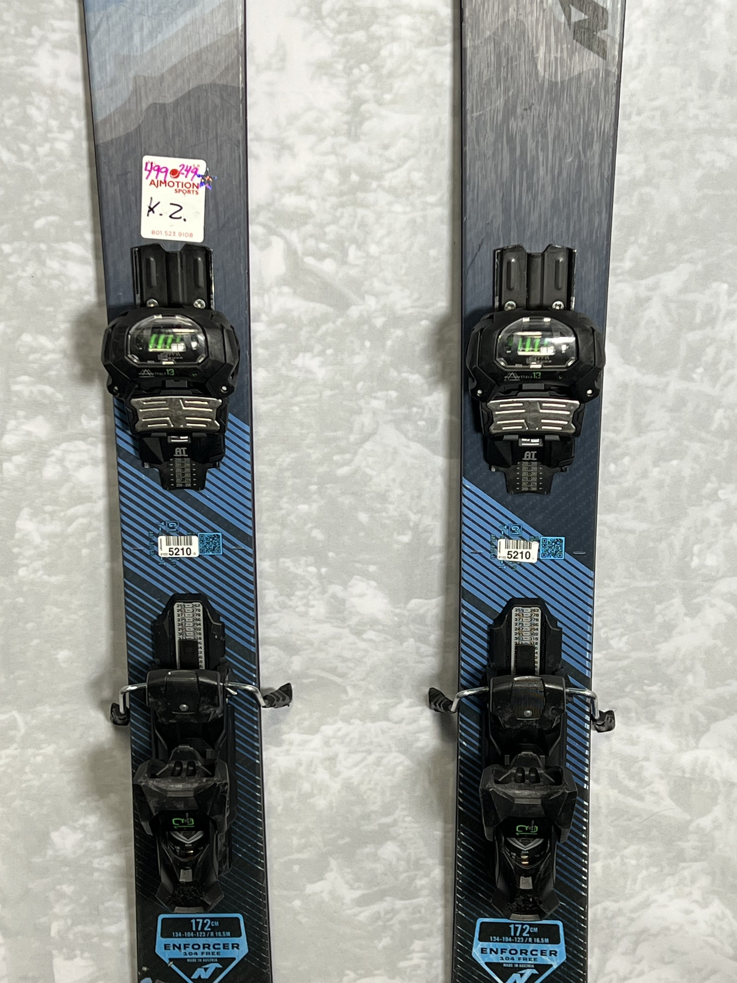 Used Nordica Enforcer 104 Free 172cm Skis 2022 w/Ellan Attack 13 Demo Bindings