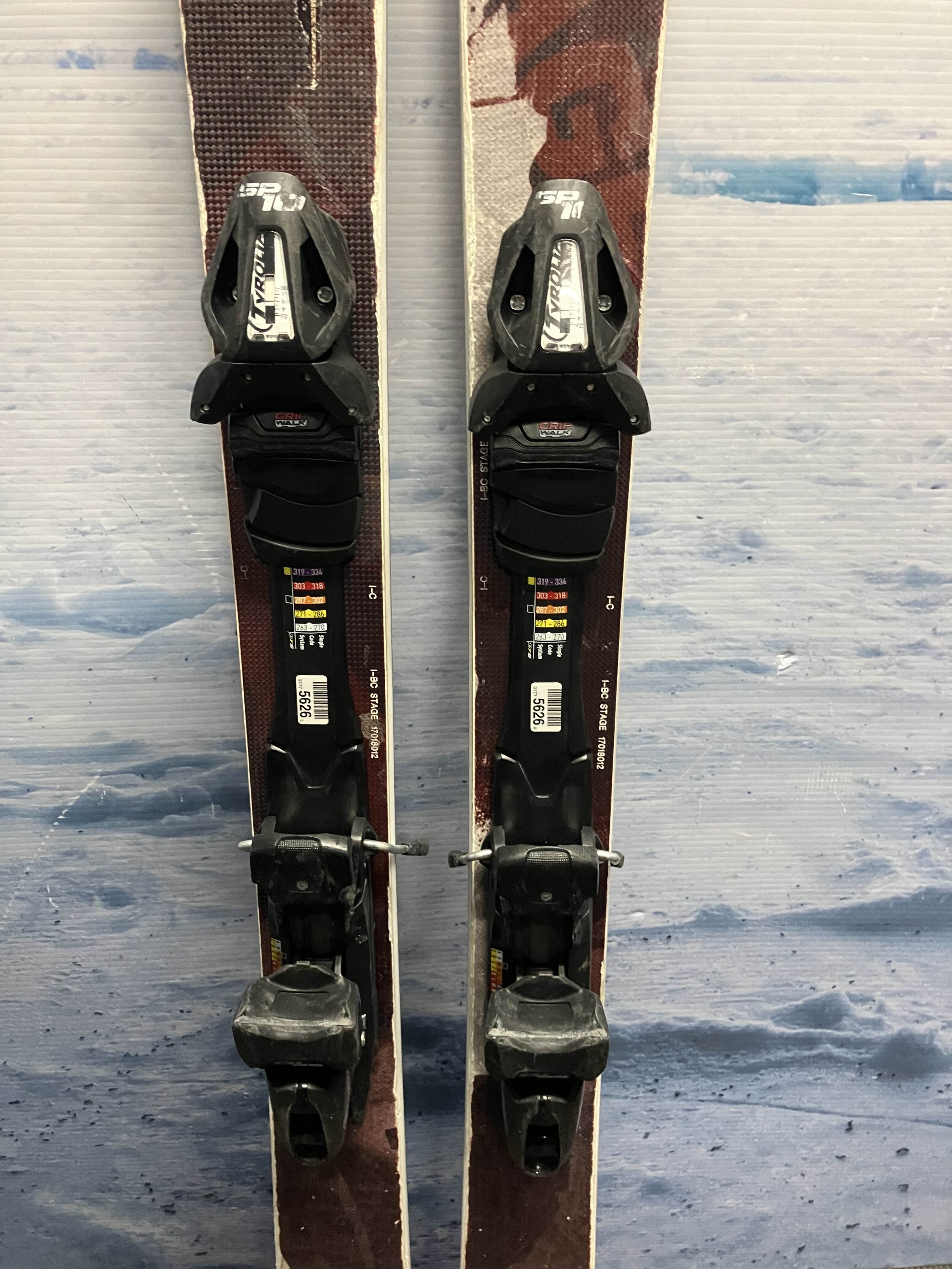 Used Never Summer STAGE Tobago 171cm Skis w/ Tyrolia SP 10 Bindings