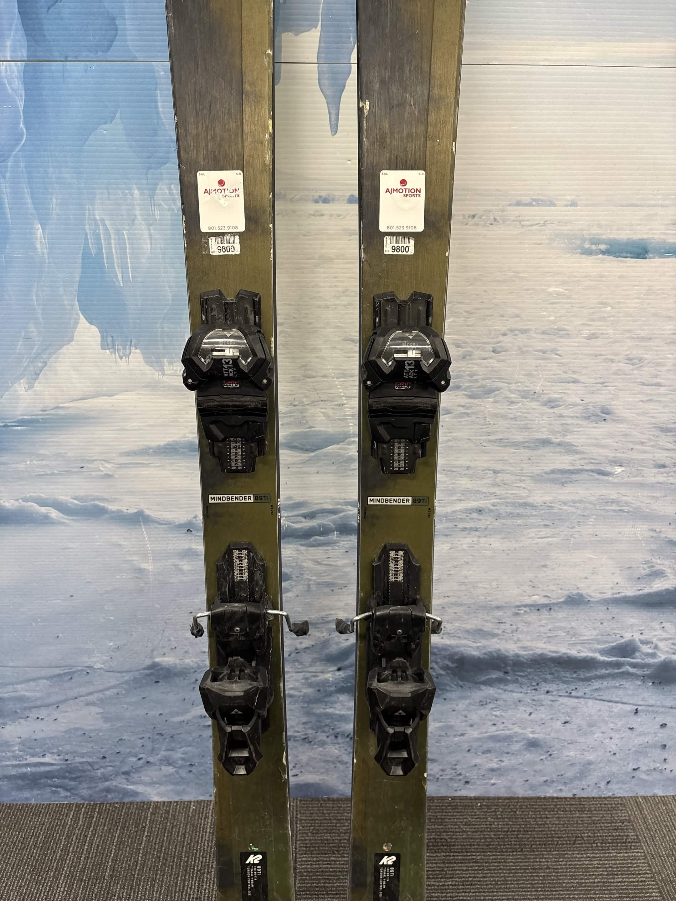 K2 Mindbender 89TI 182cm Skis w/ FISCHER Attack 13 LYT Demo Binding - Used