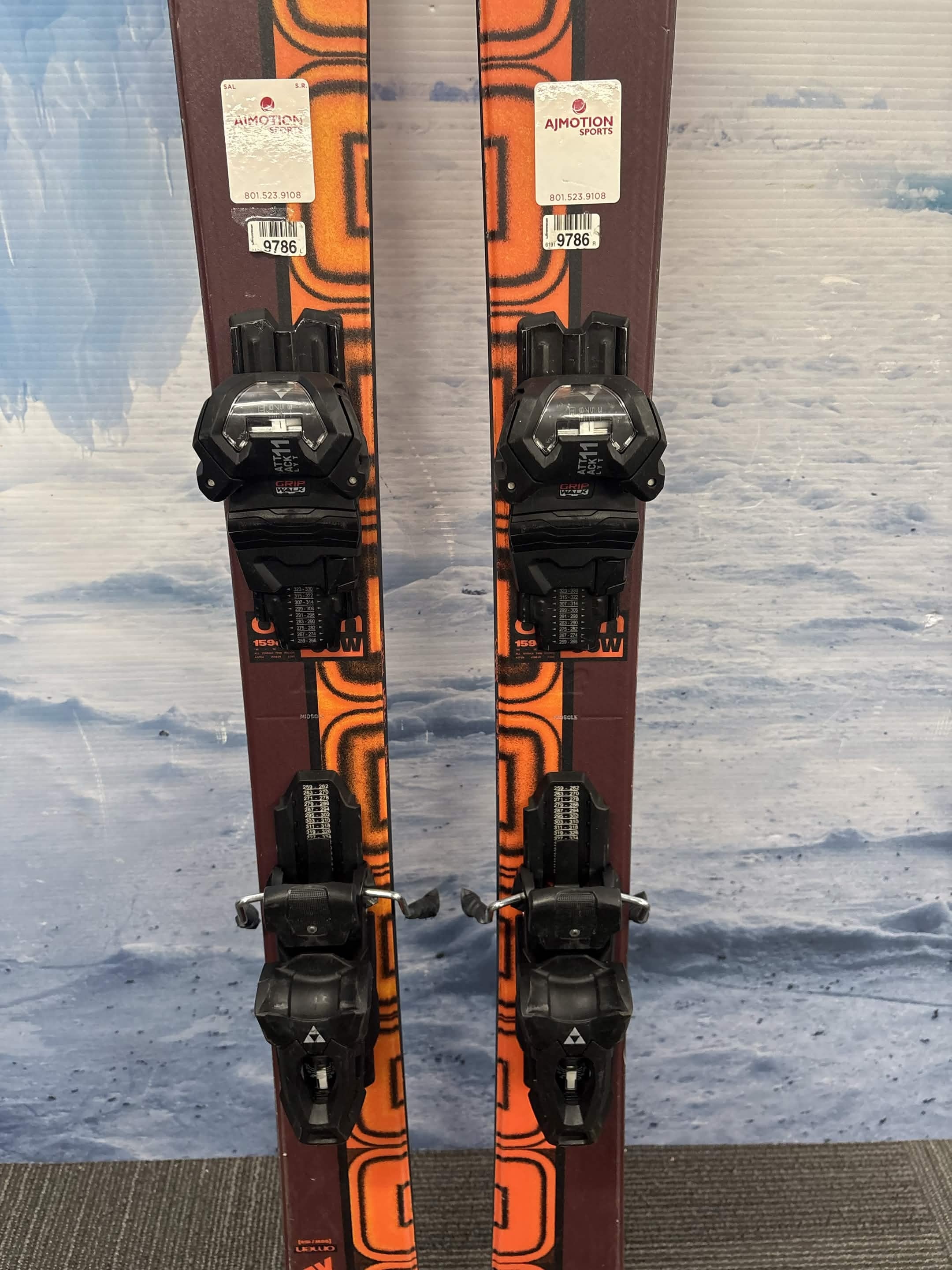 K2 Omen 90W 159cm Skis w/ FISCHER Attack 11 LYT Demo Binding - Used
