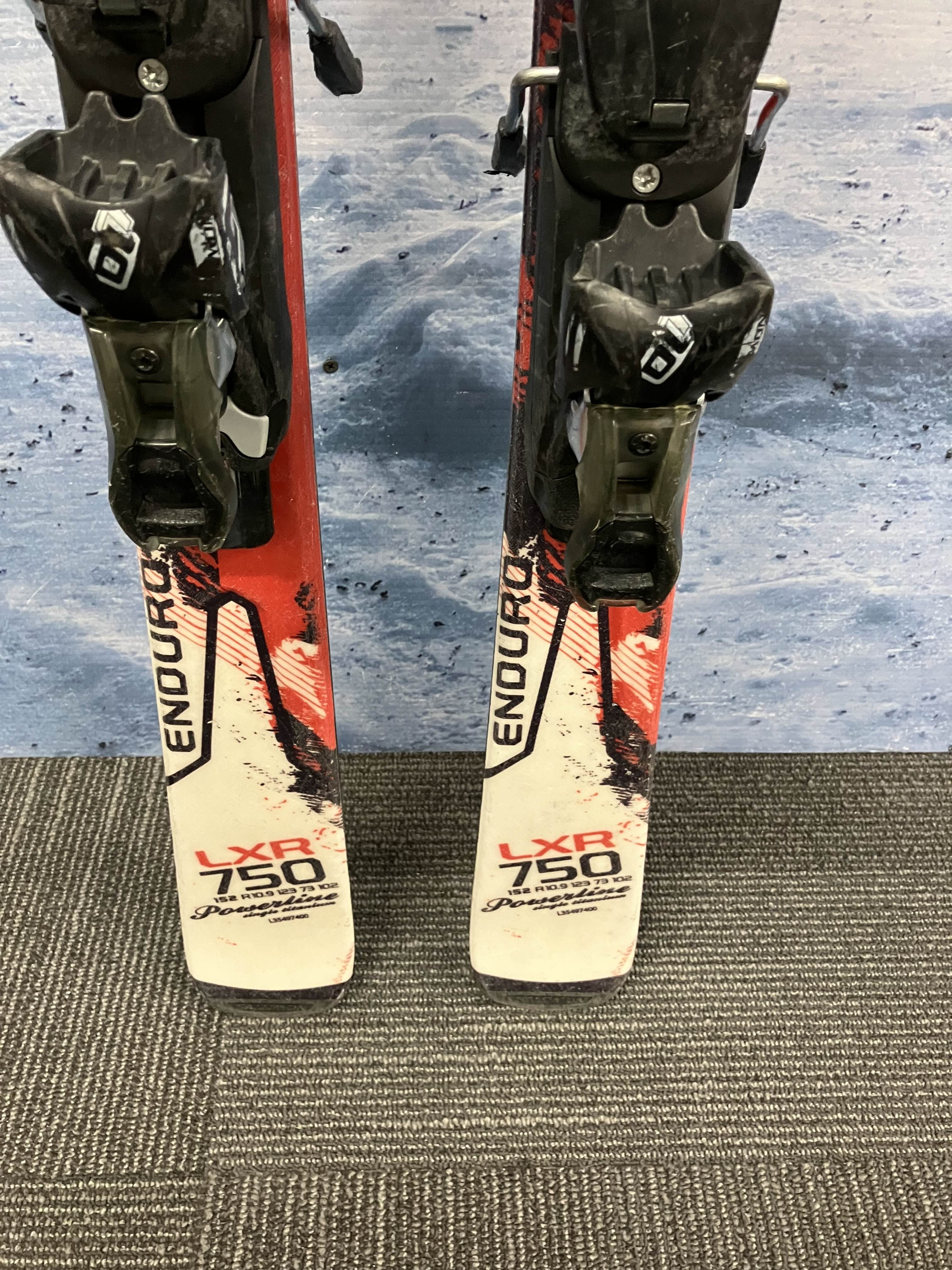 Used Salomon 152cm Powerline Enduro 750 LXR Skis w/ Salomon 10 Bindings