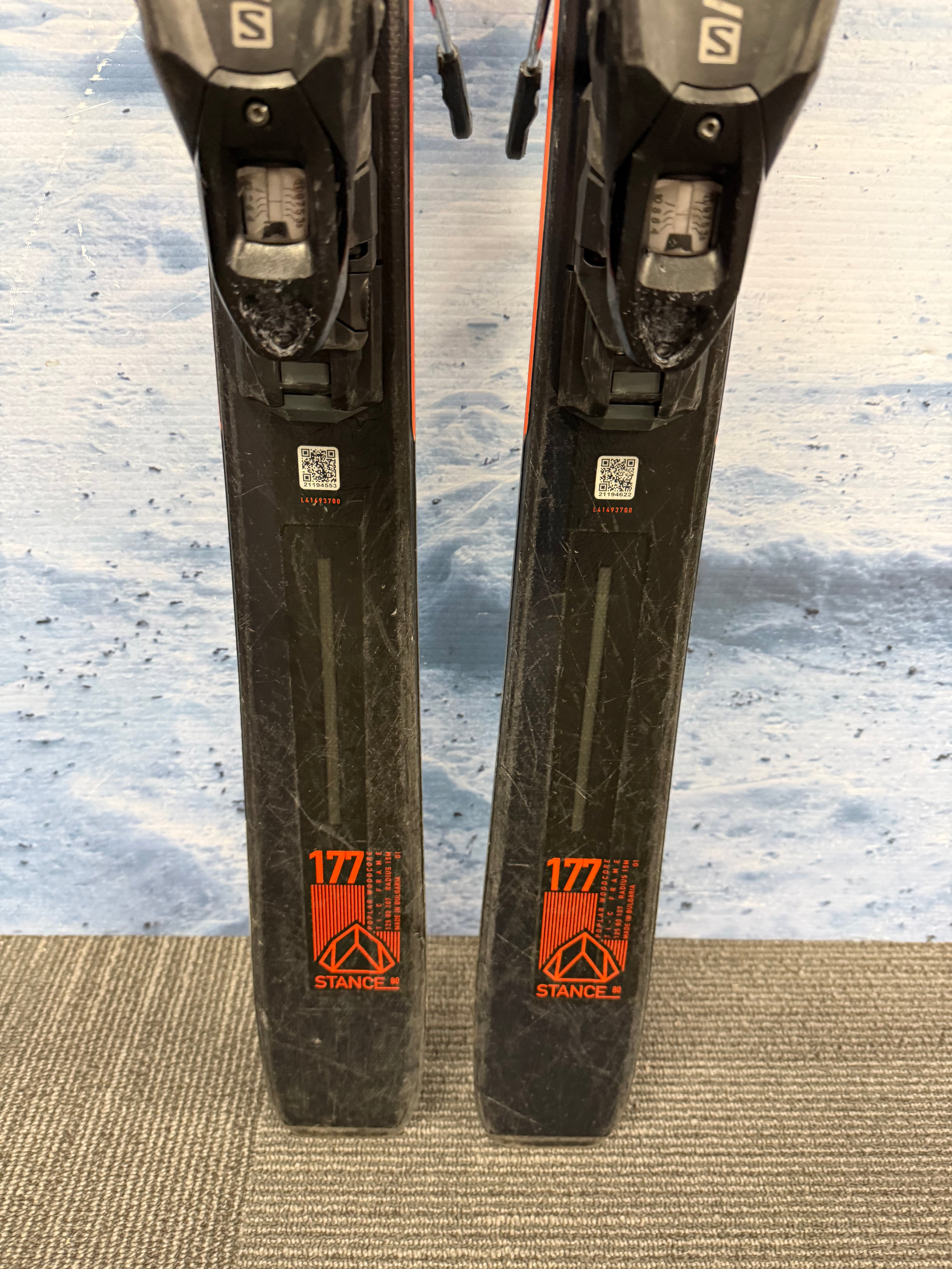 Used Salomon Stance 80 177cm Skis w/Salomon M11 Bindings