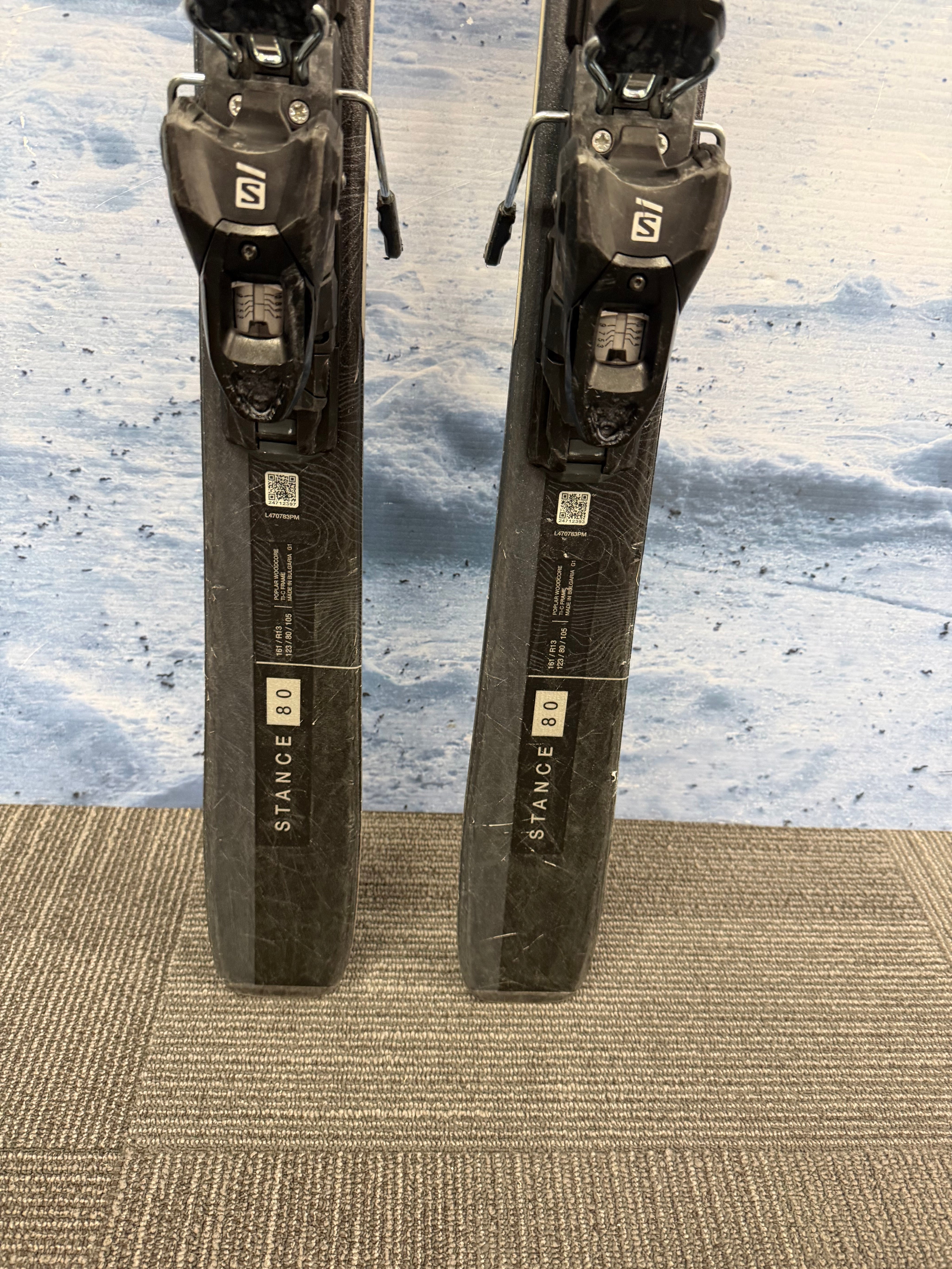 Used Salomon Stance 80 161cm Skis w/Salomon M10 Bindings