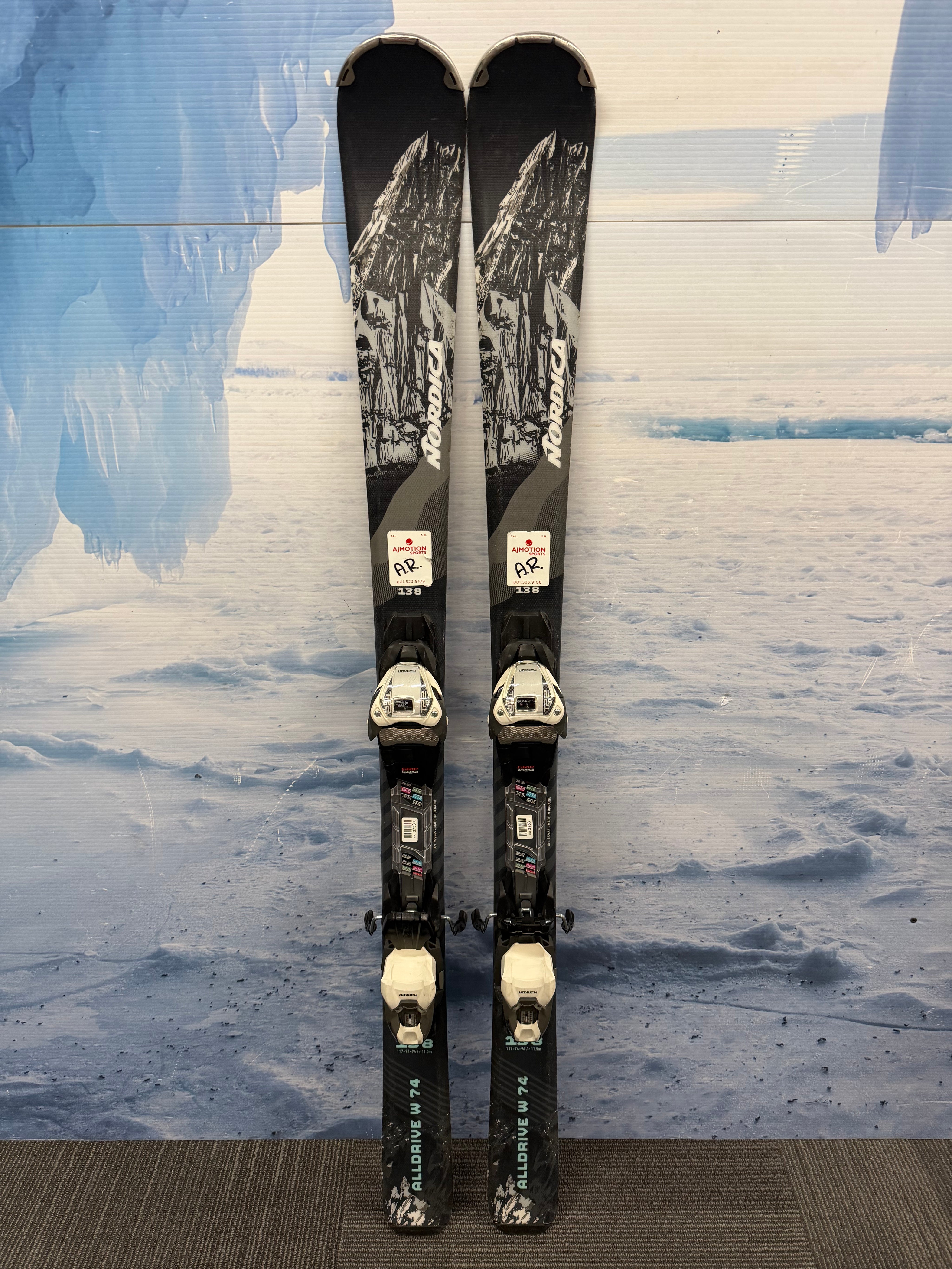 Used Nordica Alldrive 74 W 138cm Skis w/Marker TP2 10 Bindings