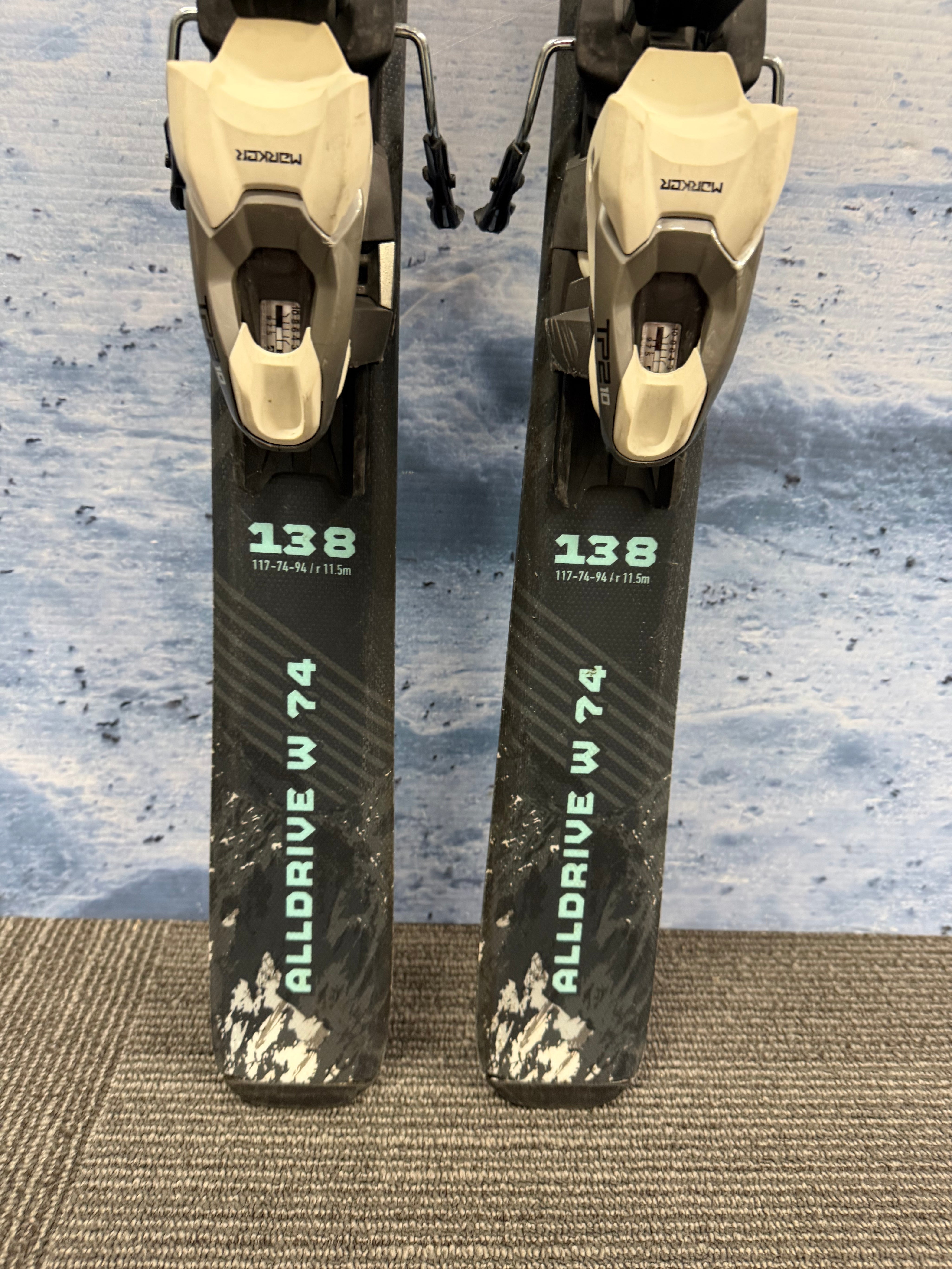 Used Nordica Alldrive 74 W 138cm Skis w/Marker TP2 10 Bindings