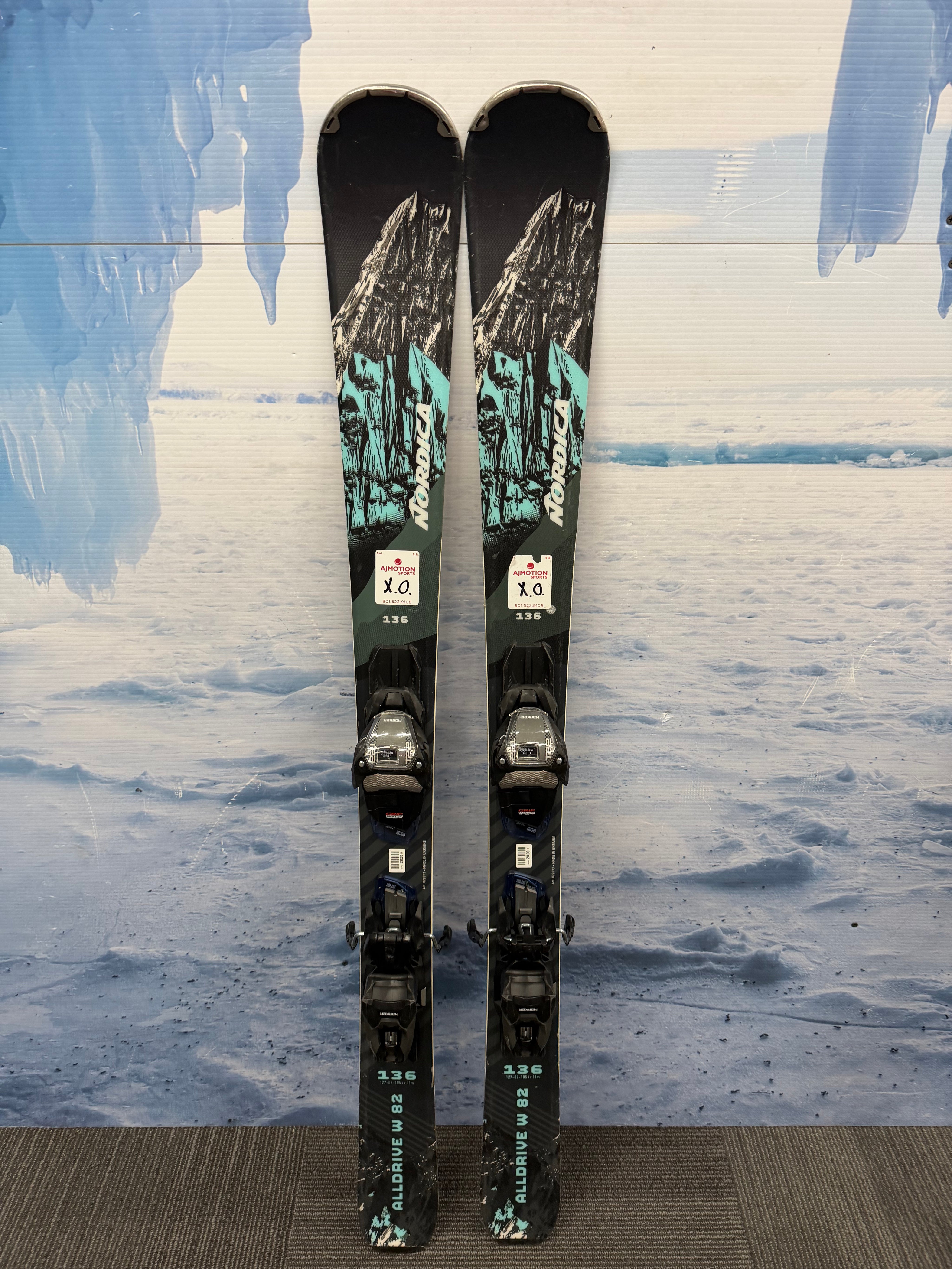 Used Nordica Alldrive W 82 136cm Skis w/Marker TP2 10 Bindings