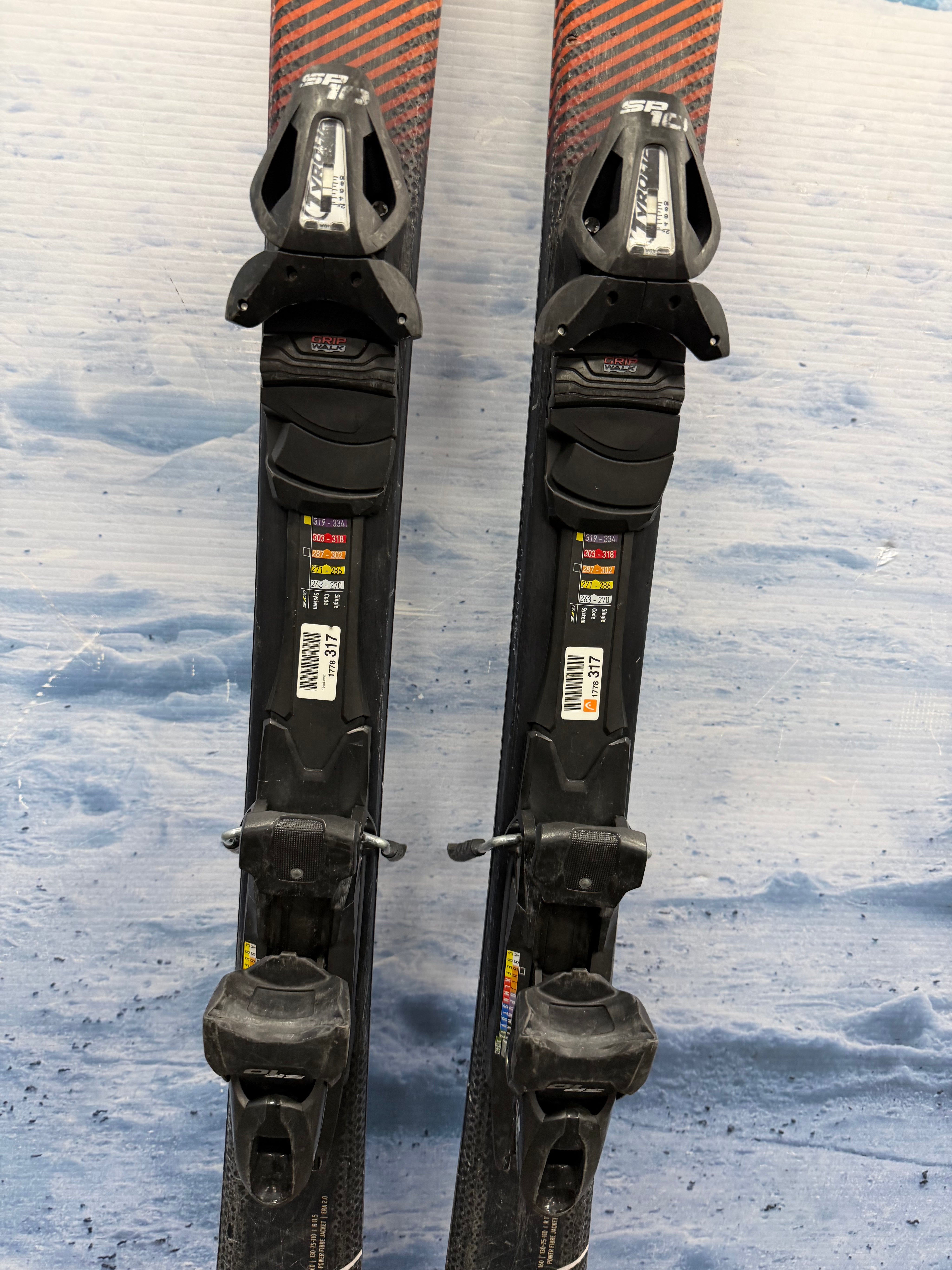 Used Shape Head VX R Track 160cm Skis w/ Tyrolia SP10 Bindings