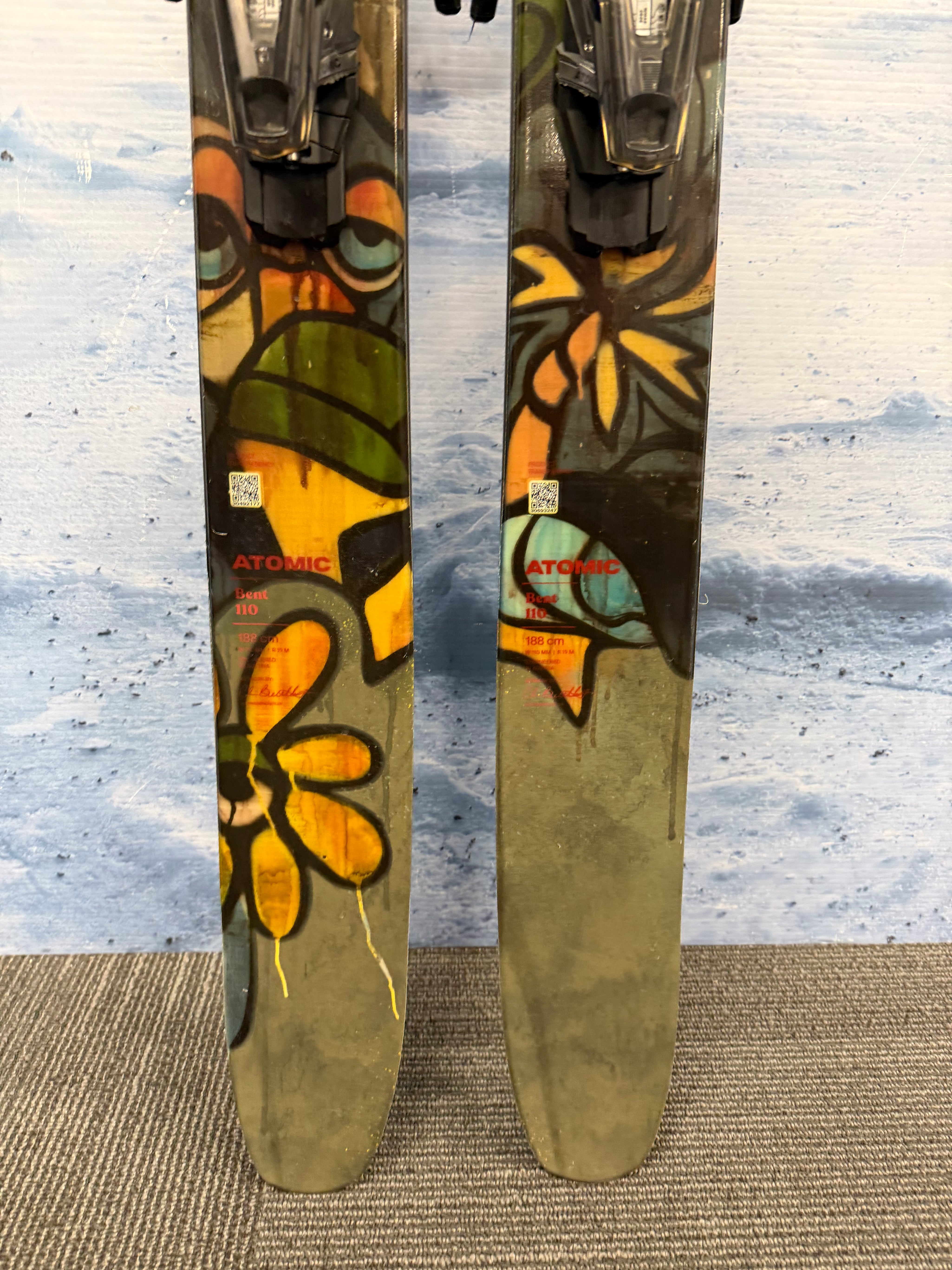 Lightly Used Atomic Bent 110 188cm Skis w/ Atomic Strive 13 Demo Bindings