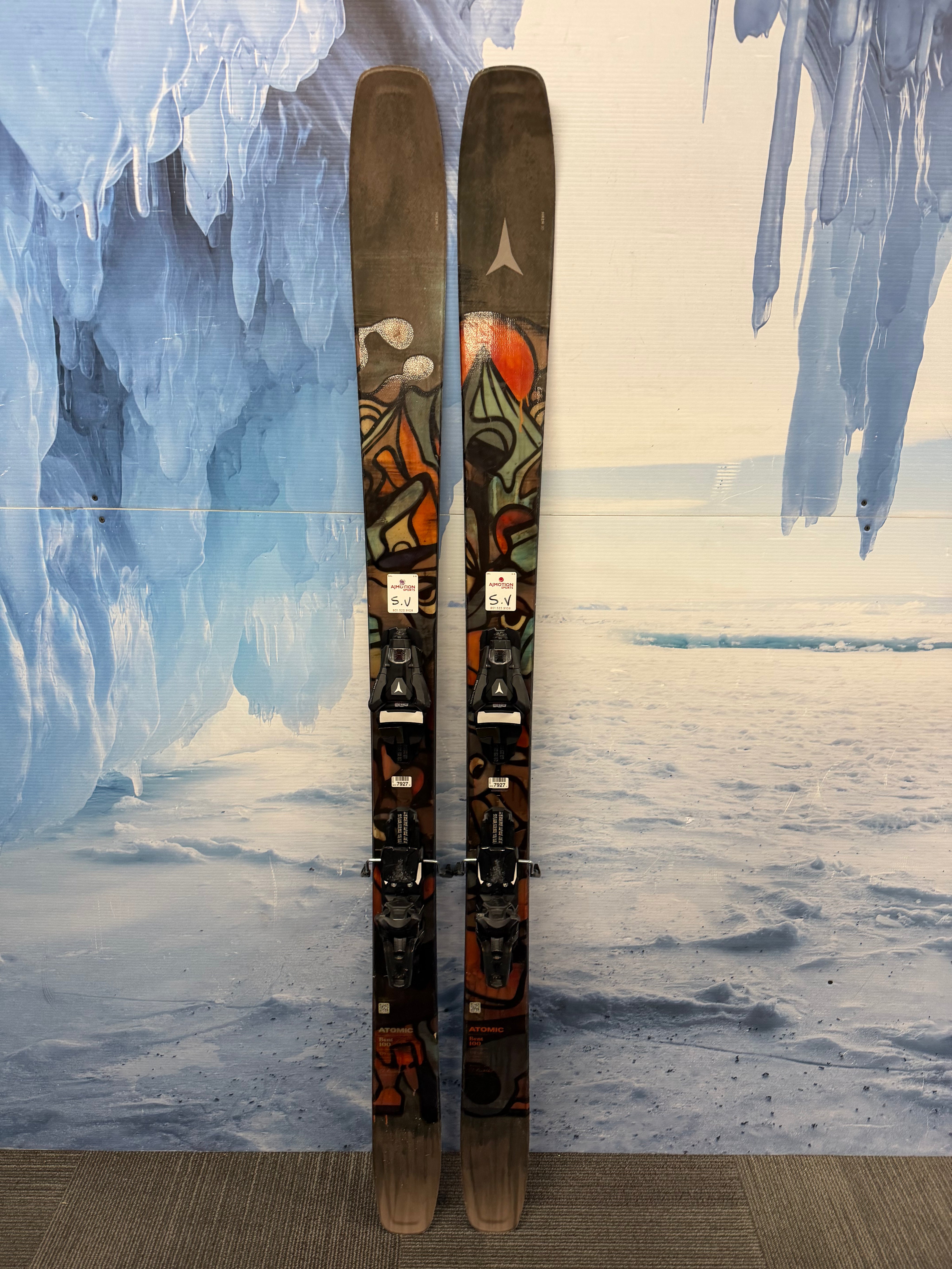 Used Atomic Bent 100 179cm Skis w/ Atomic Strive 13 Demo Bindings