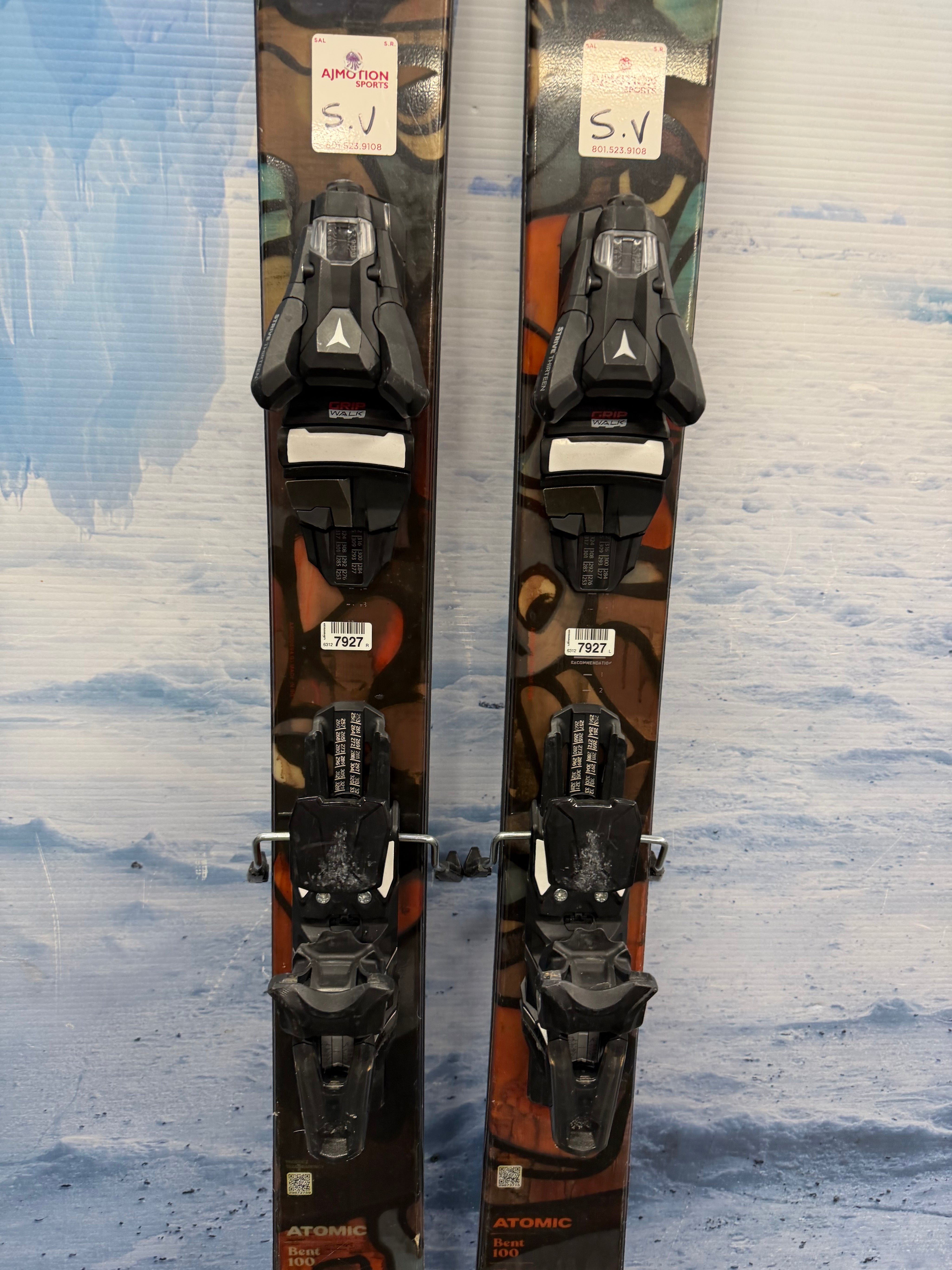 Used Atomic Bent 100 179cm Skis w/ Atomic Strive 13 Demo Bindings
