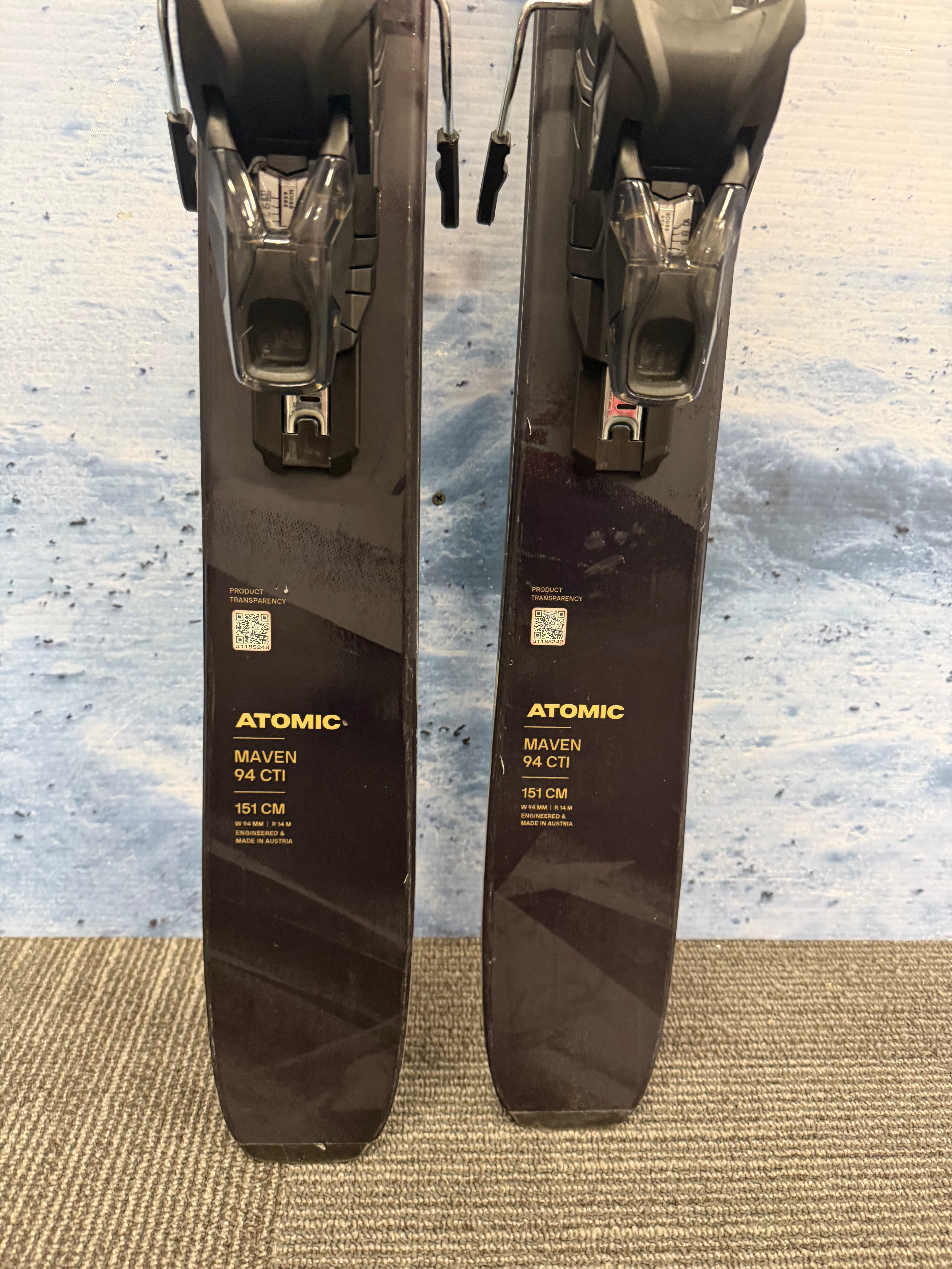 Used Atomic Maven 94 CTI 151cm Skis w/Atomic Strive 11 Bindings