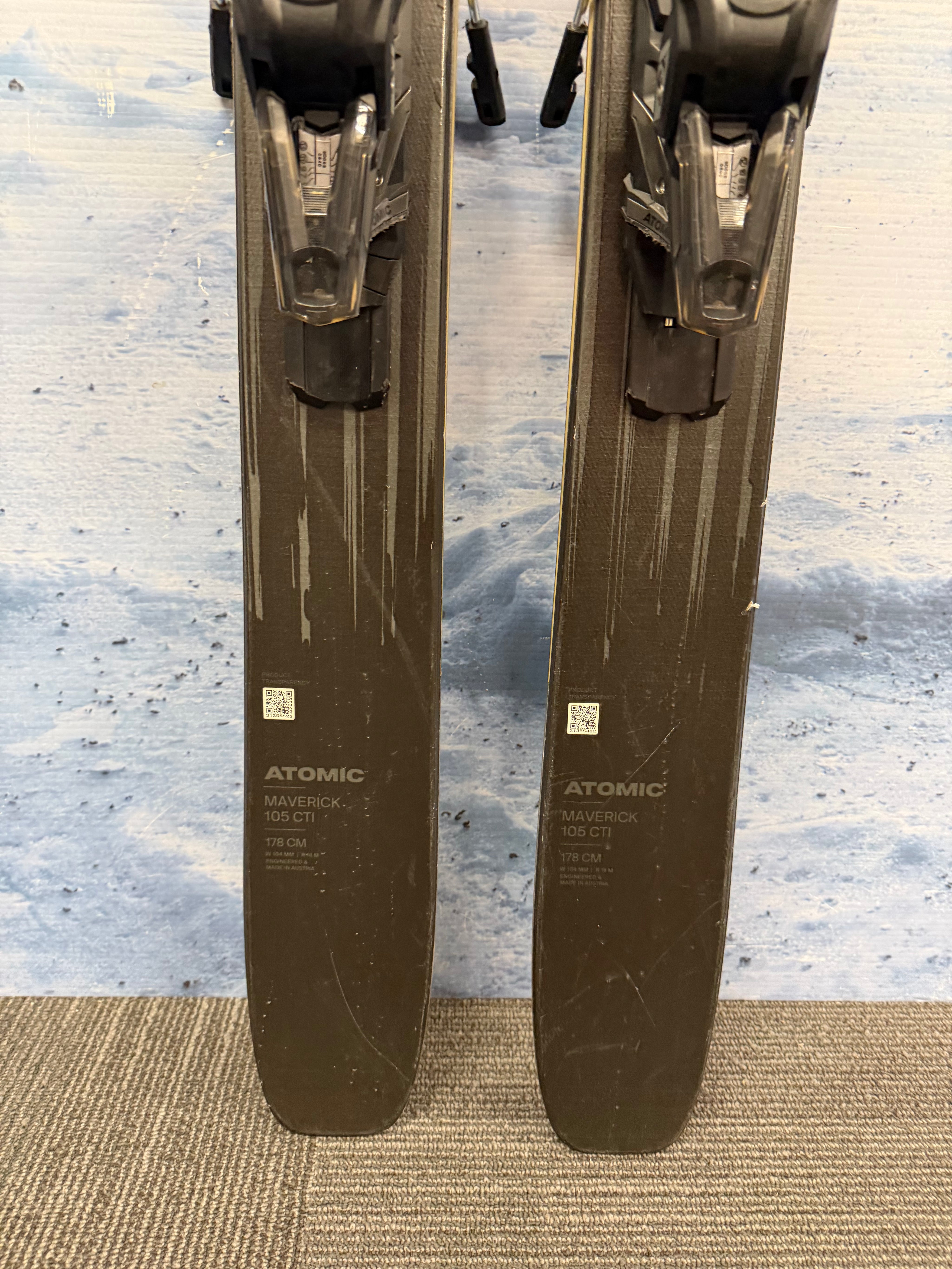 Lightly Used Atomic Maverick 105 CTI 178cm Skis w/Atomic Strive 13 Bindings