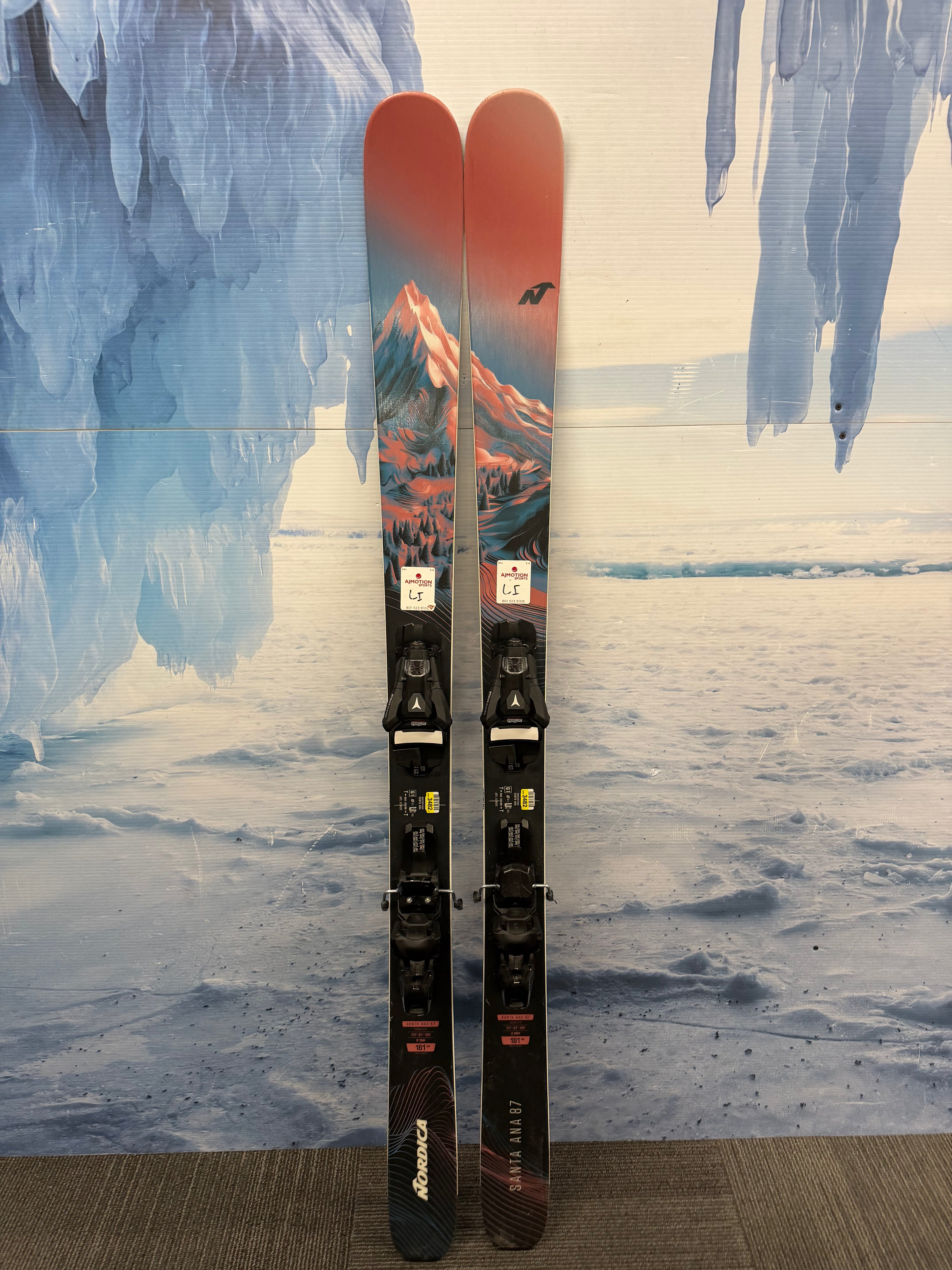 Lightly Used Nordica Santa Ana 87 161cm Skis w/ Atomic Strive 11 Bindings