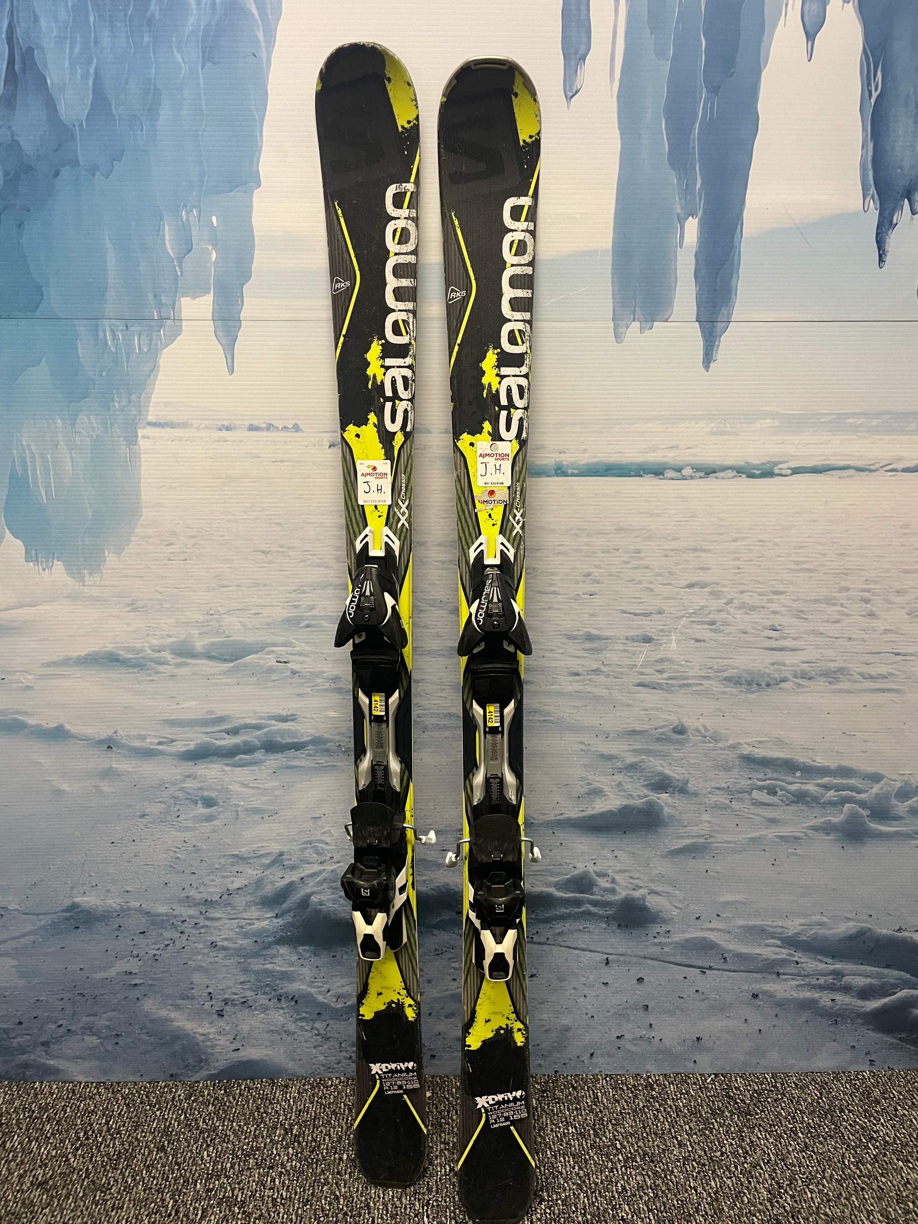 Used Salomon XDrive 83 Ti 155cm Skis w/ M10 GW L80 Demo Binding