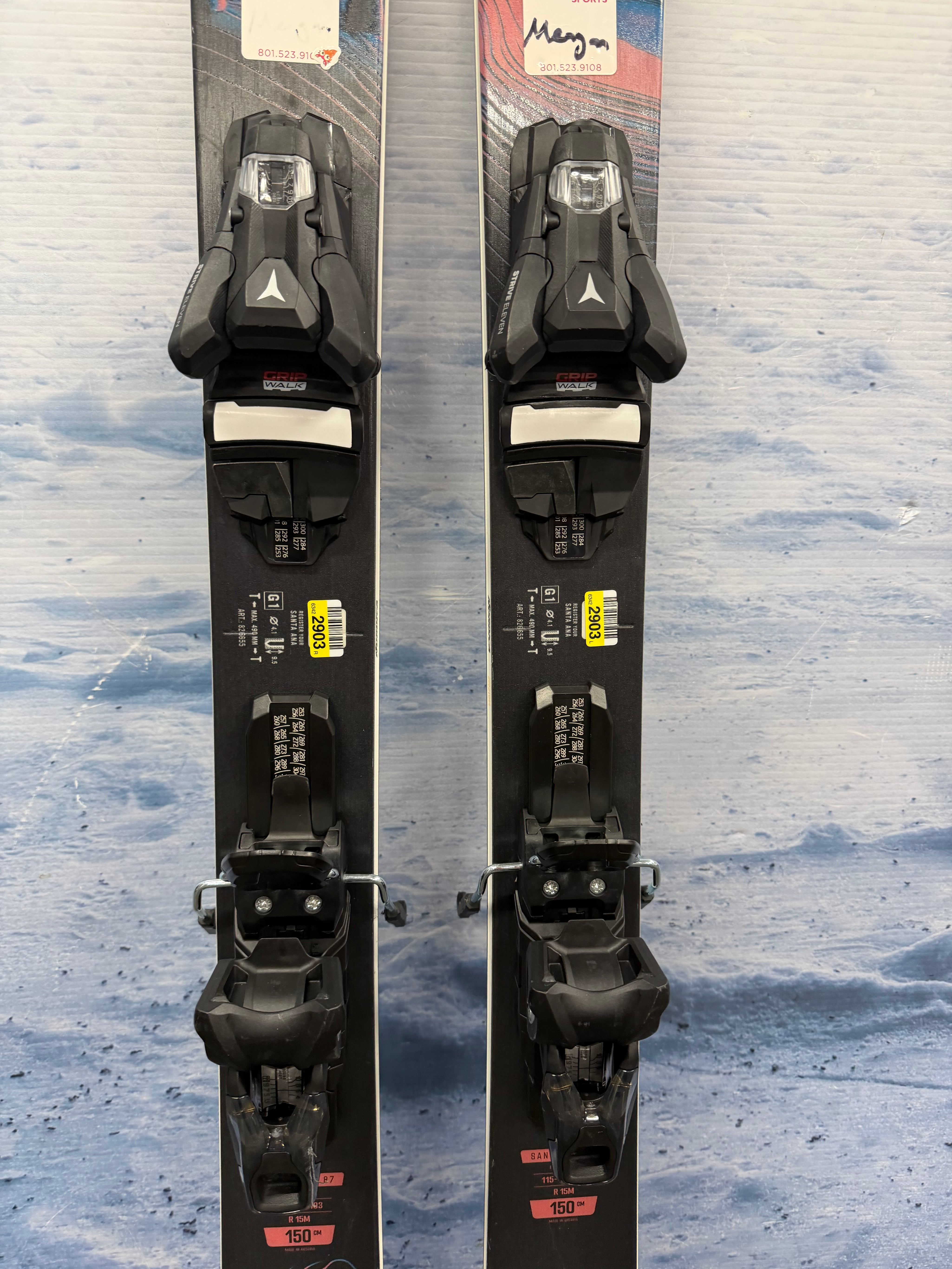 Lightly Used Nordica Santa Ana 87 150cm Skis w/ Atomic Strive 11 Bindings