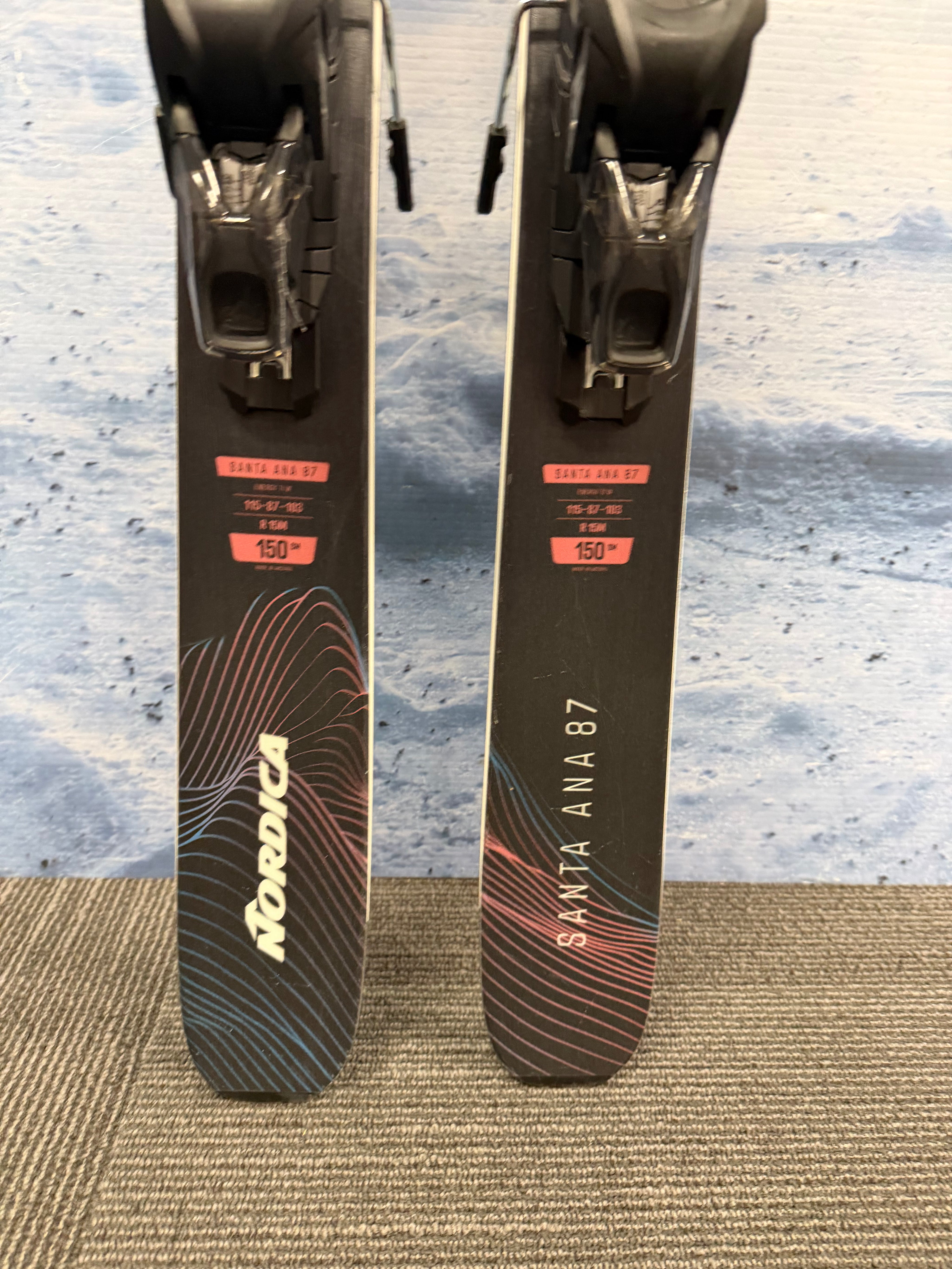 Lightly Used Nordica Santa Ana 87 150cm Skis w/ Atomic Strive 11 Bindings
