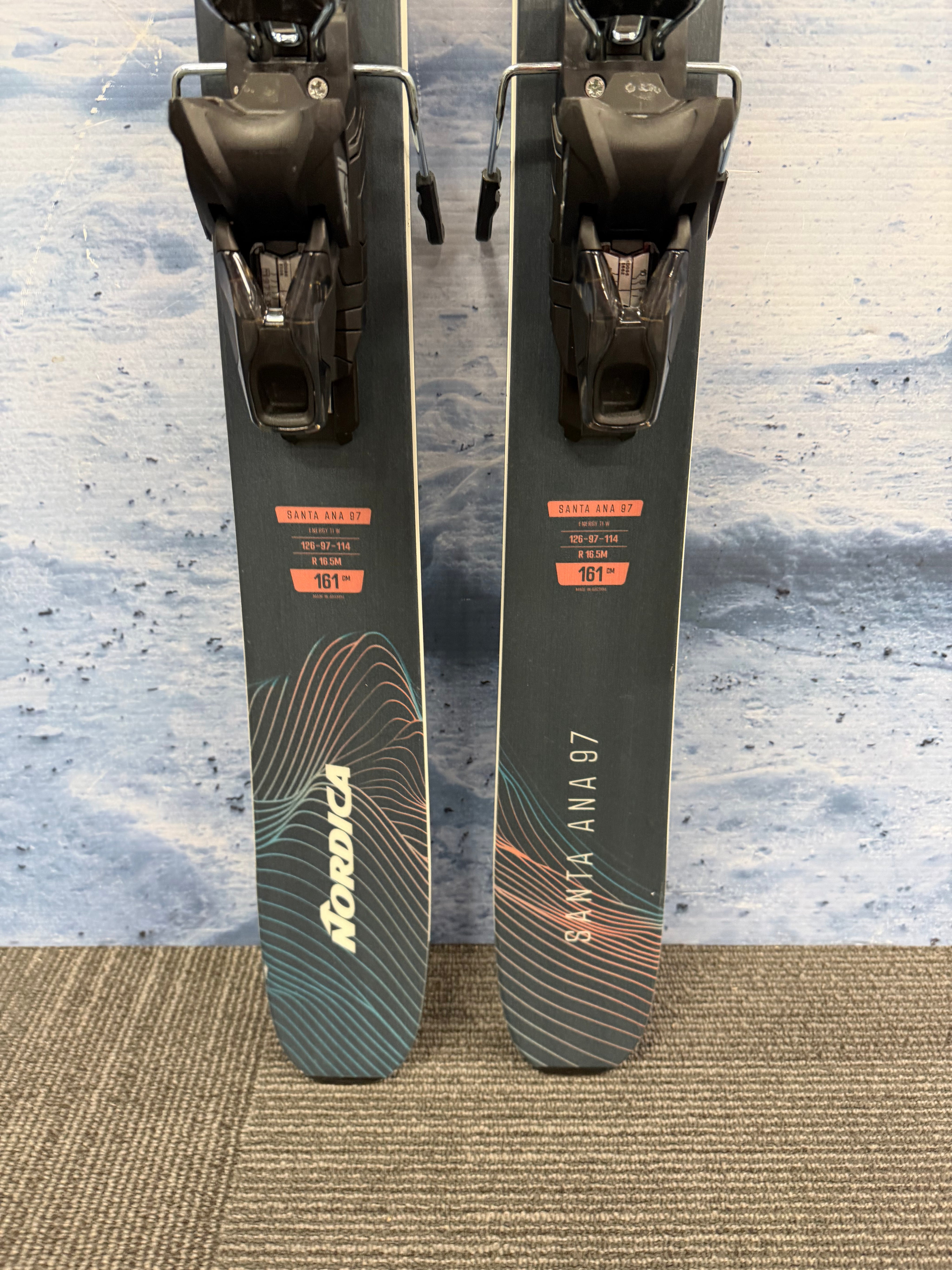Lightly Used Nordica Santa Ana 97 161cm Skis w/ Atomic Strive 11 Bindings