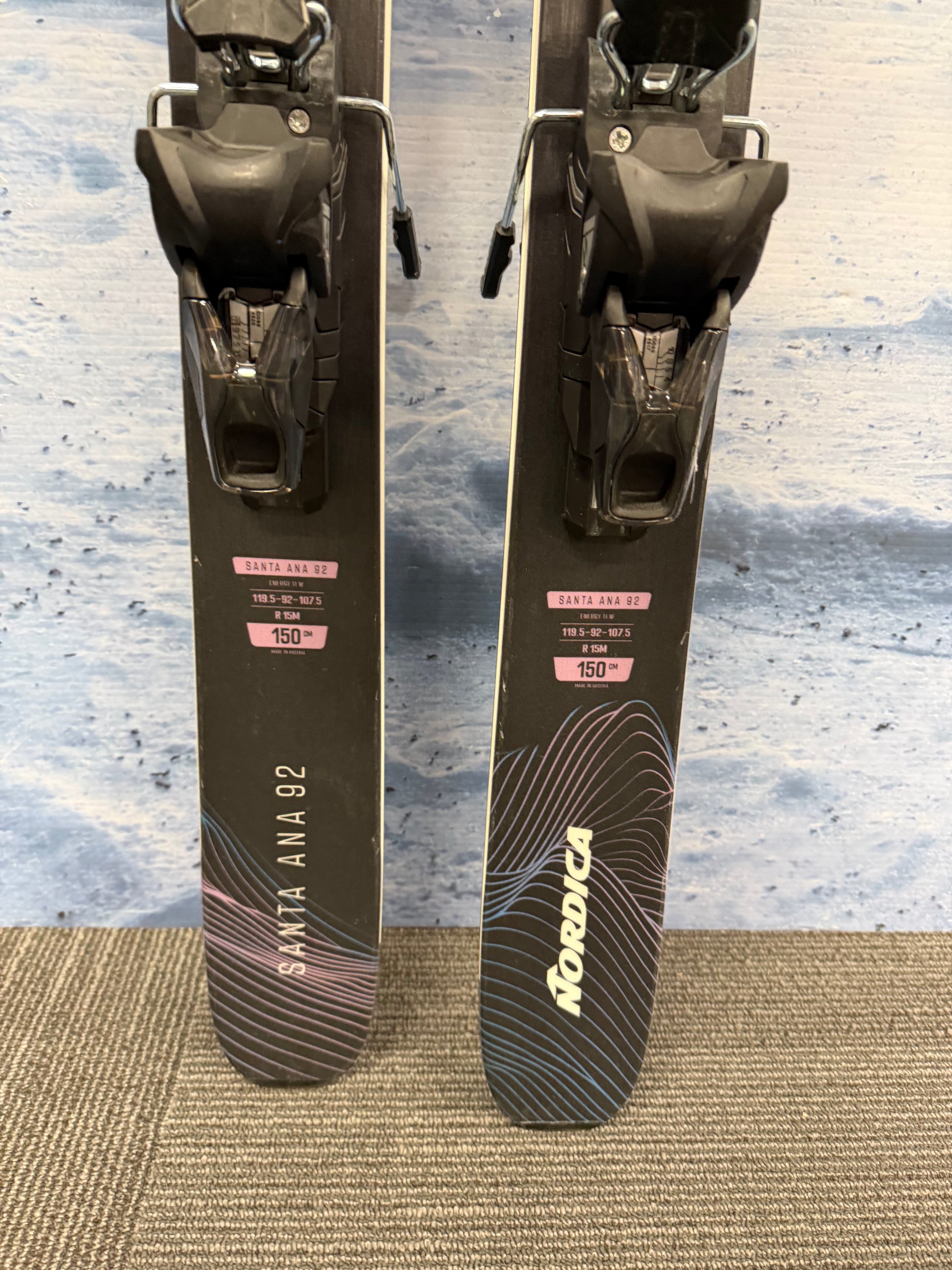 Lightly Used Nordica Santa Ana 92 150cm Skis w/ Atomic Strive 11 Bindings