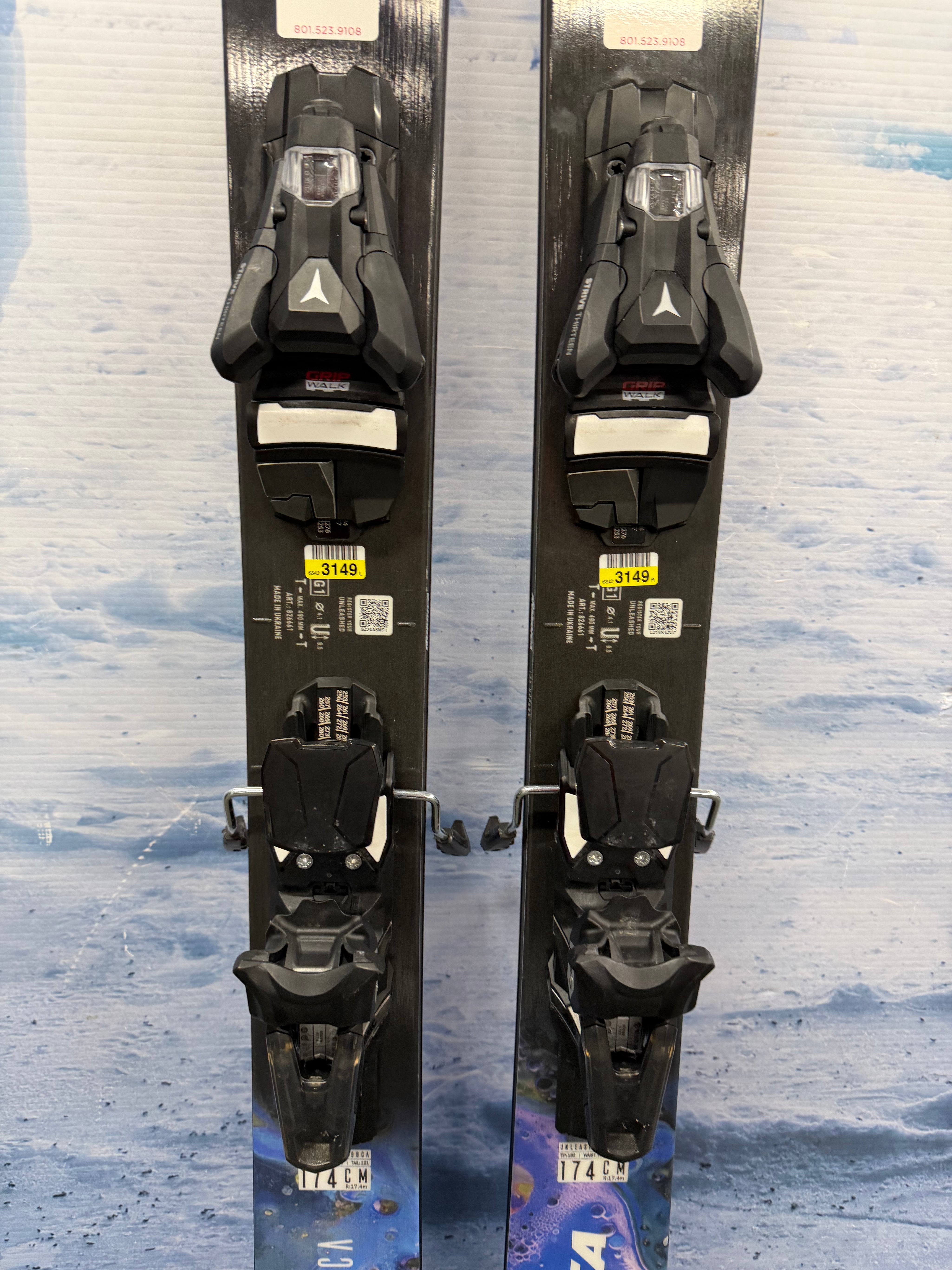 Lightly Used Nordica Unleashed 98CA 174cm Skis w/ Atomic Strive 13 Bindings