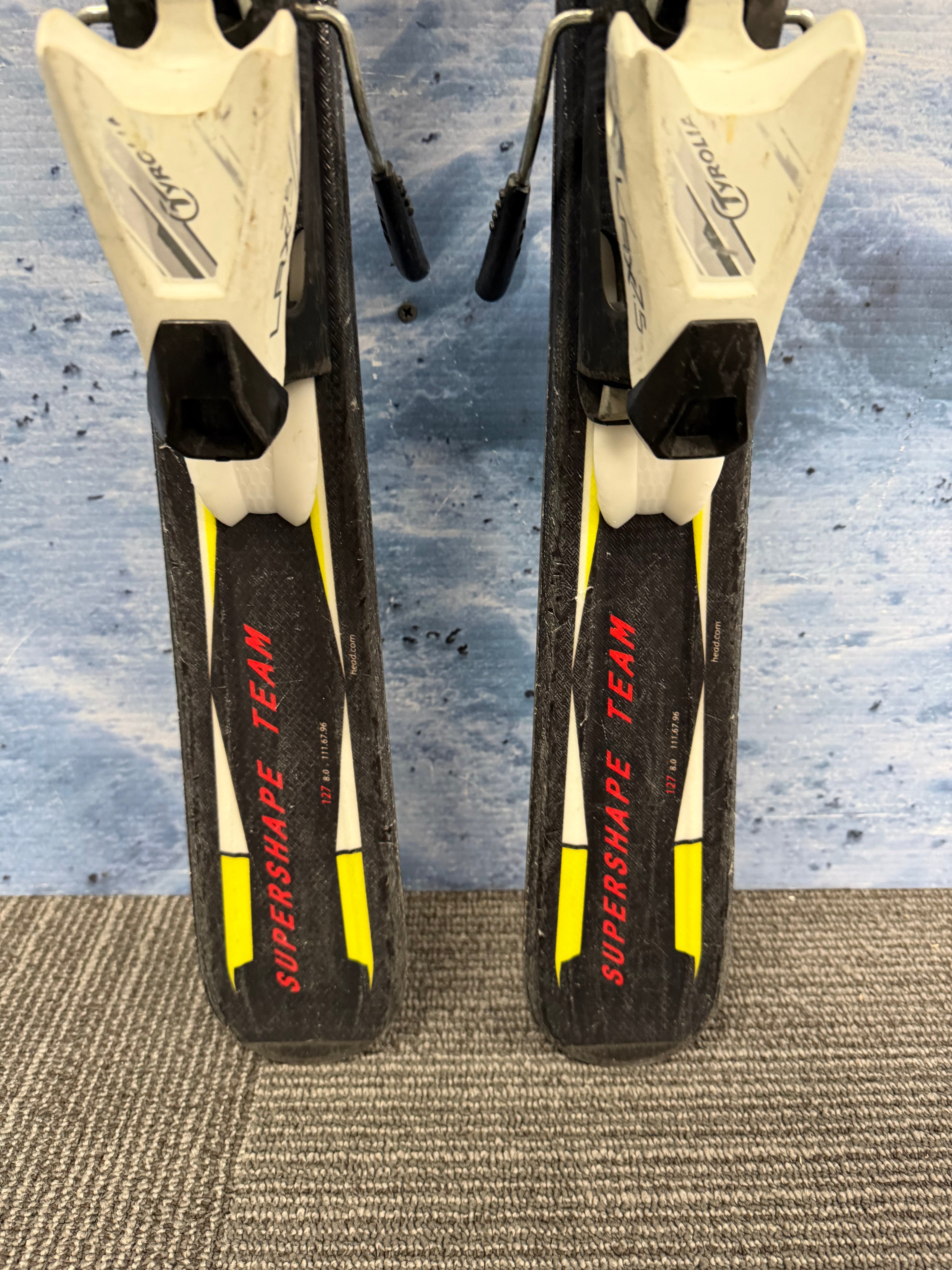 Used Head Supershape Team 127cm Skis w/ LRX 7.5 Bindings