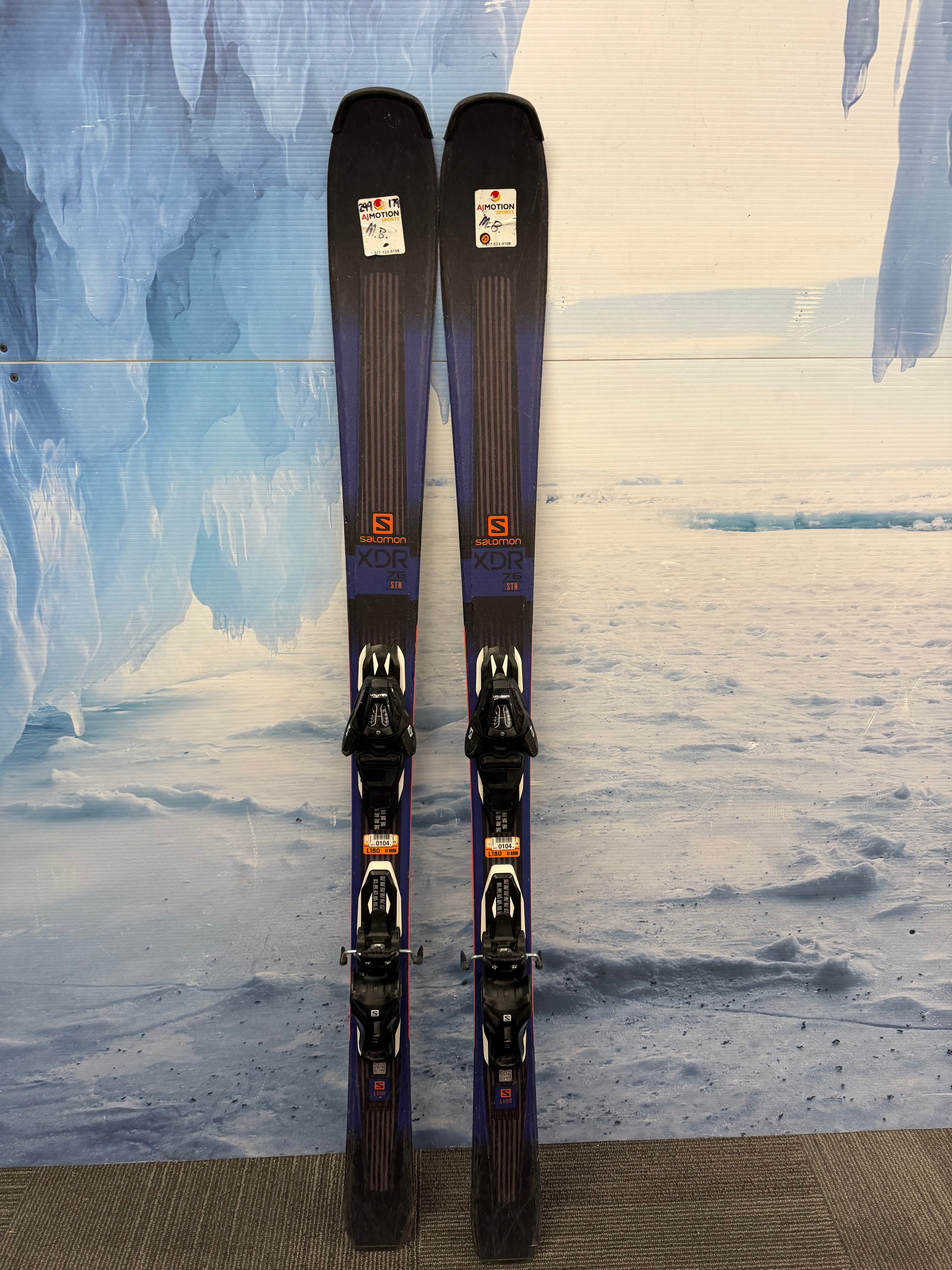 Used Salomon XDR 76 150cm Skis w/ Salomon Lithium 10 Bindings