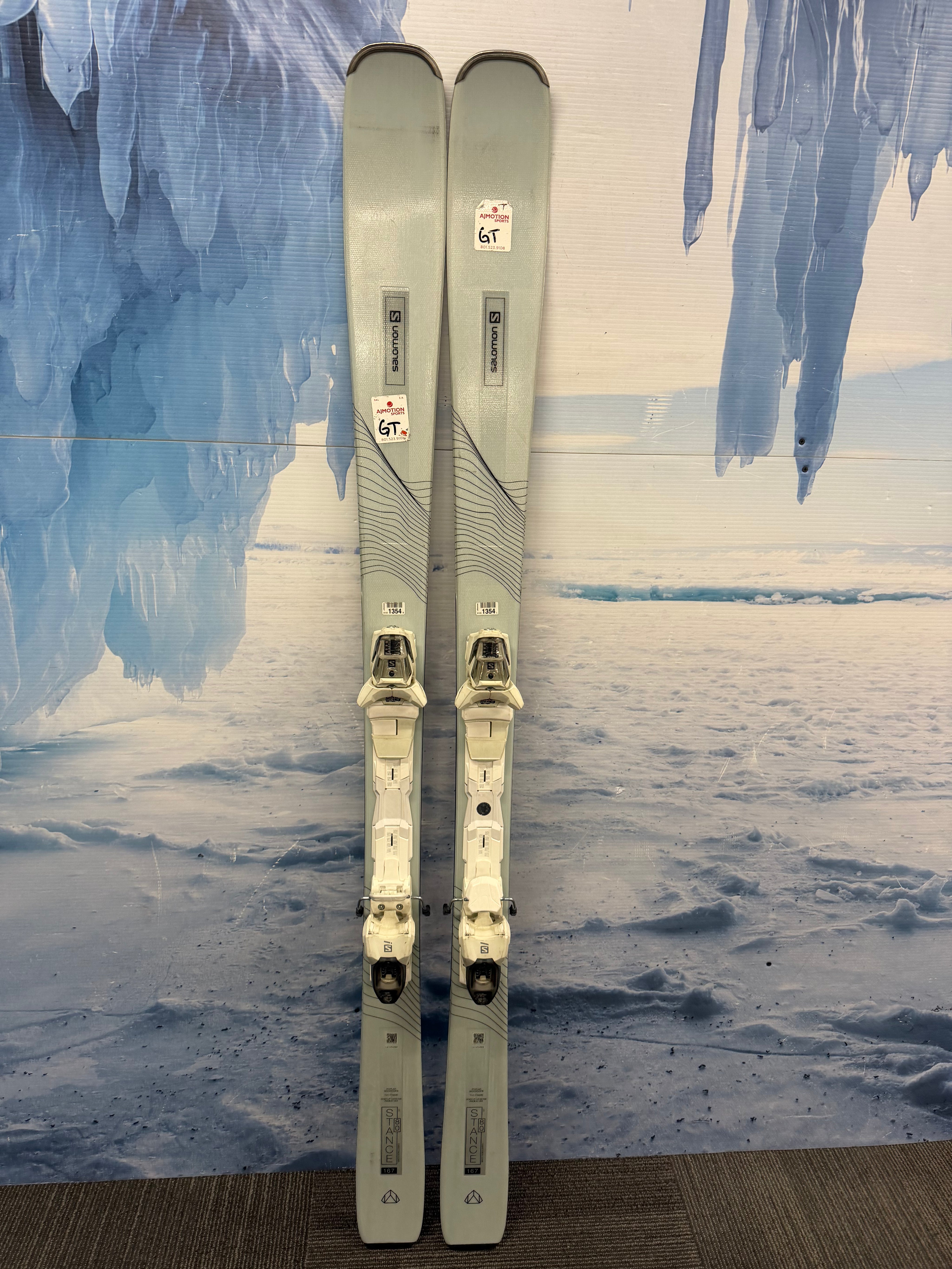 Used Salomon Stance W 80 167cm Skis w/ Salomon M10 Bindings